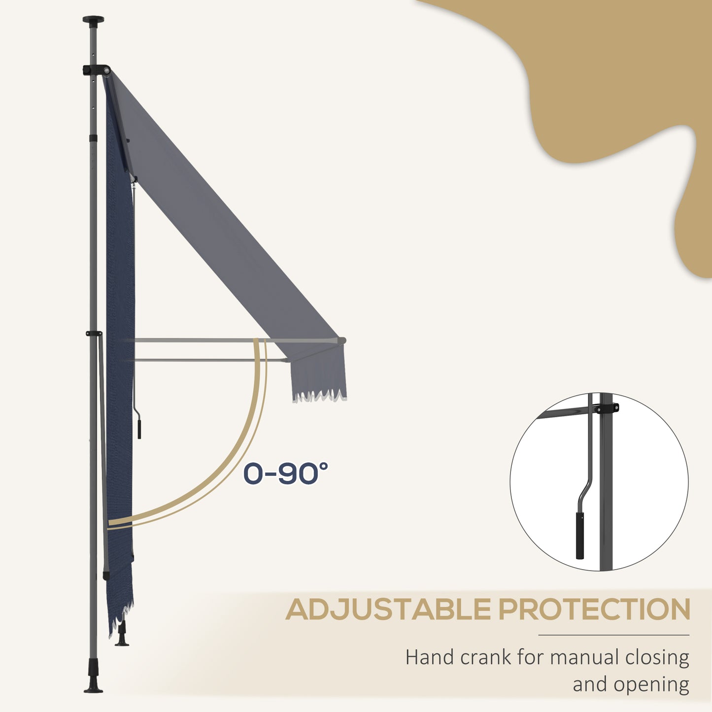 Outsunny 10' x 3' Manual Retractable Awning, Non-Screw Freestanding Patio Awning, UV Resistant, for Window or Door, Wine Red
