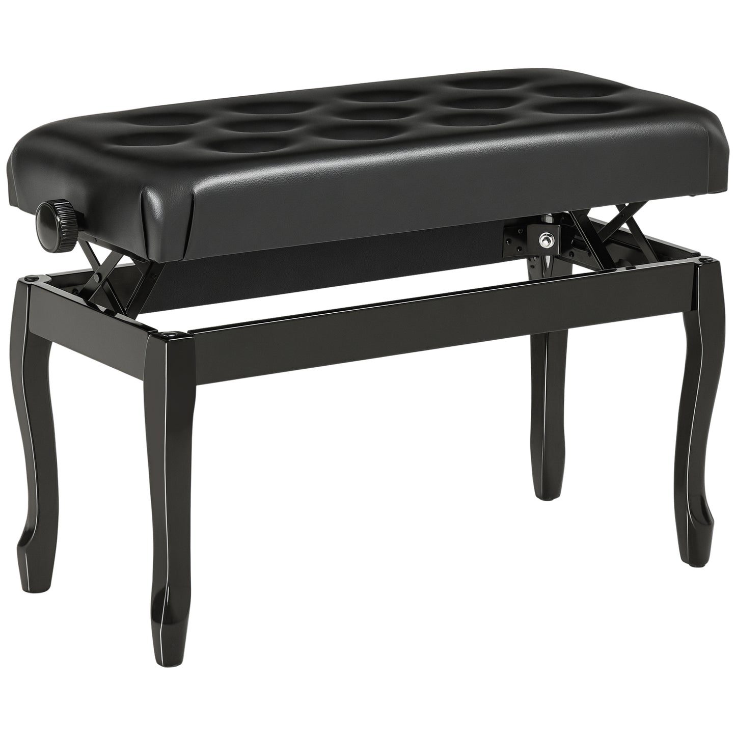 HOMCOM Adjustable Piano Bench with Storage and Soft PU Leather Padded, with Enough Music Storage Design, Black