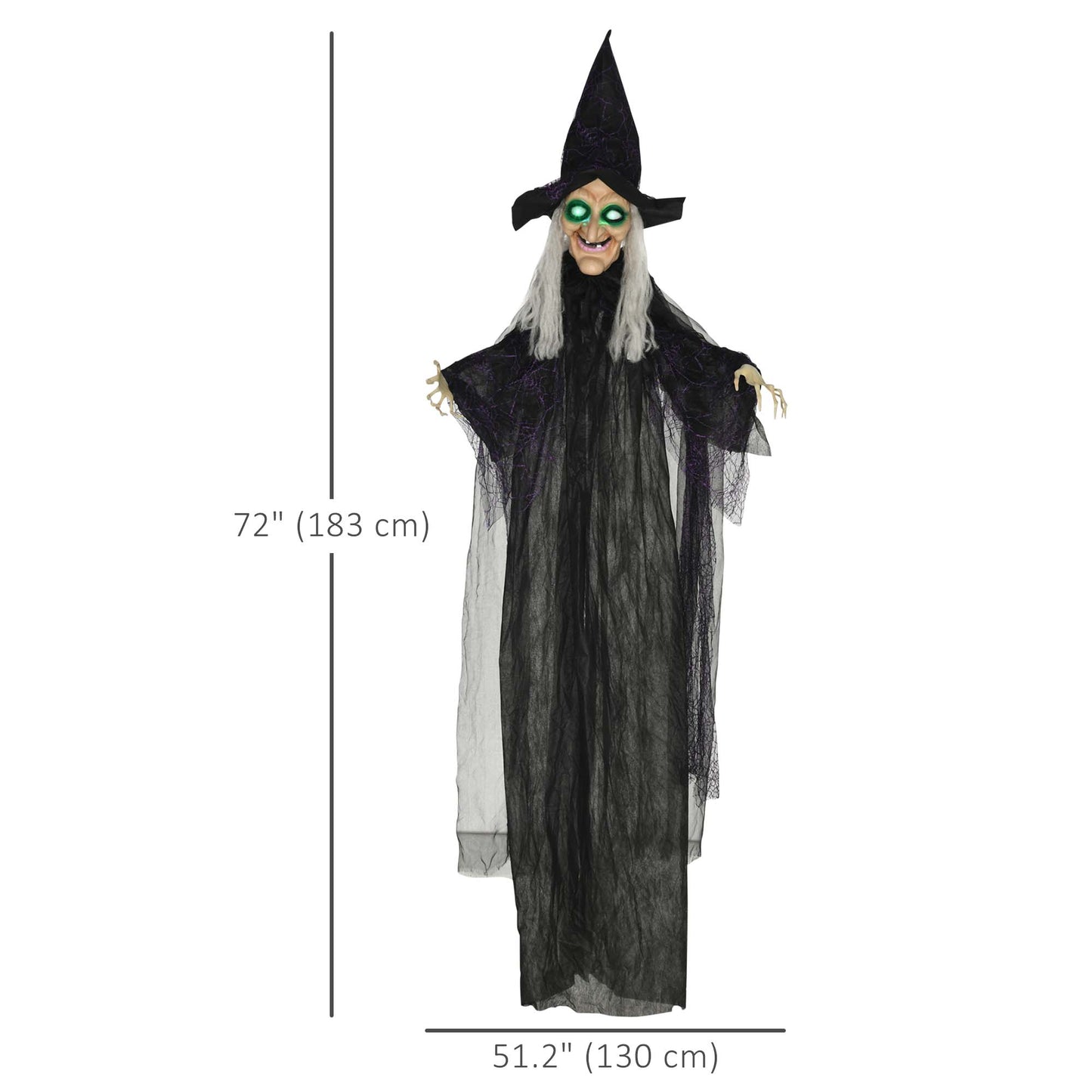 Outsunny 5.6' Life Size Clown Outdoor Halloween Decoration Animatronic, Animated Prop w/ Light Up Eyes