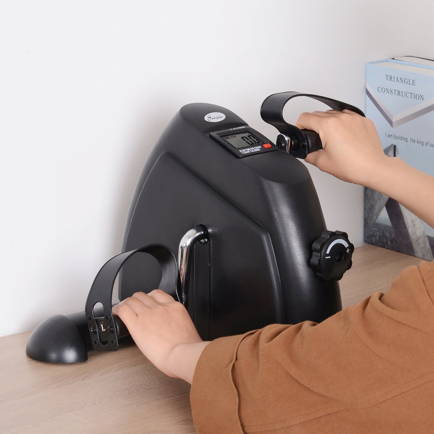 Soozier Portable Mini Pedal Exercise Bike Indoor Cycle Fitness Arm Leg w/ LCD Display, Silver