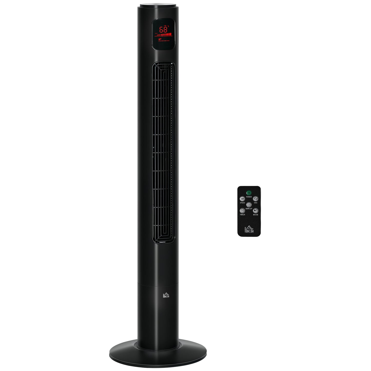 HOMCOM Freestanding Tower Fan Cooling for Home Bedroom with Oscillating, 3 Speed, 12h Timer, LED Sensor Panel, Remote Controller, White