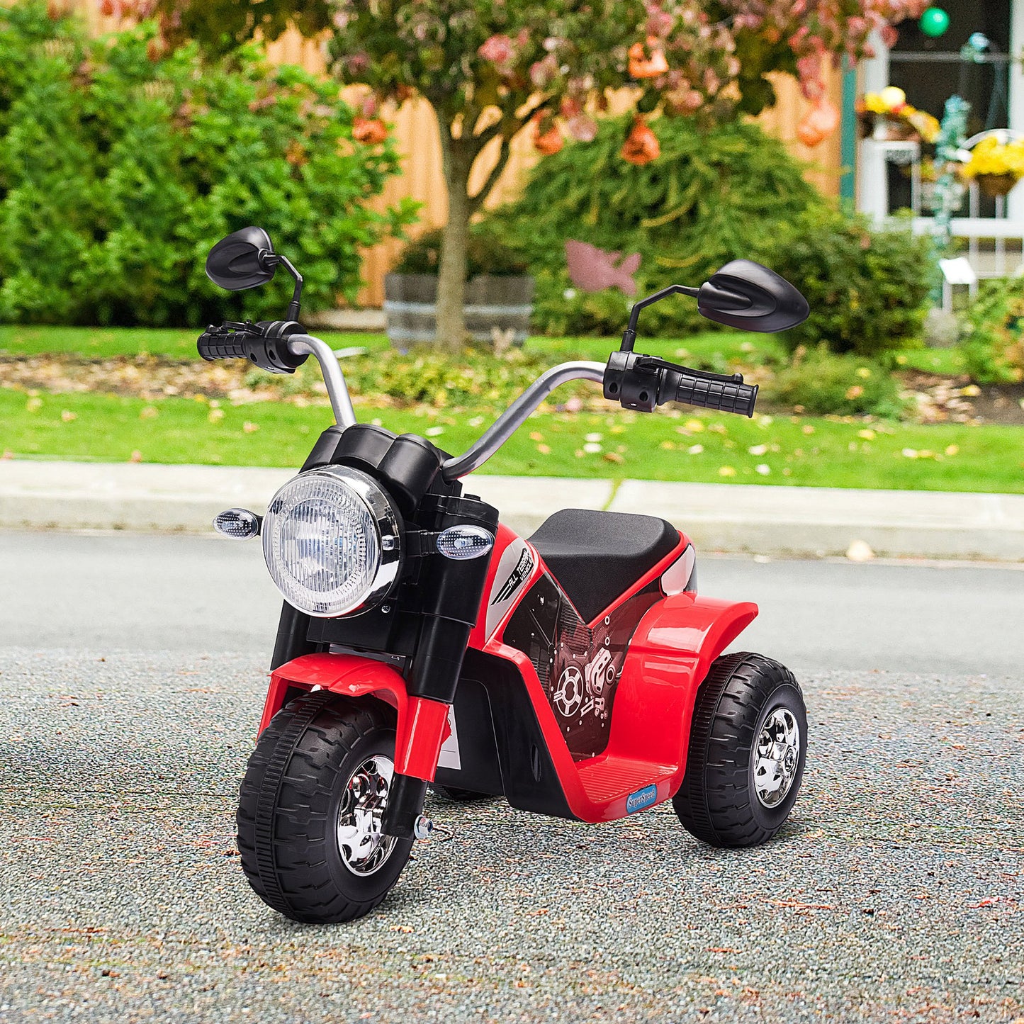 Aosom Kids Electric Motorcycle 6V Battery Powered Ride-On Dirt Bike 3-Wheels Motorbike Yellow