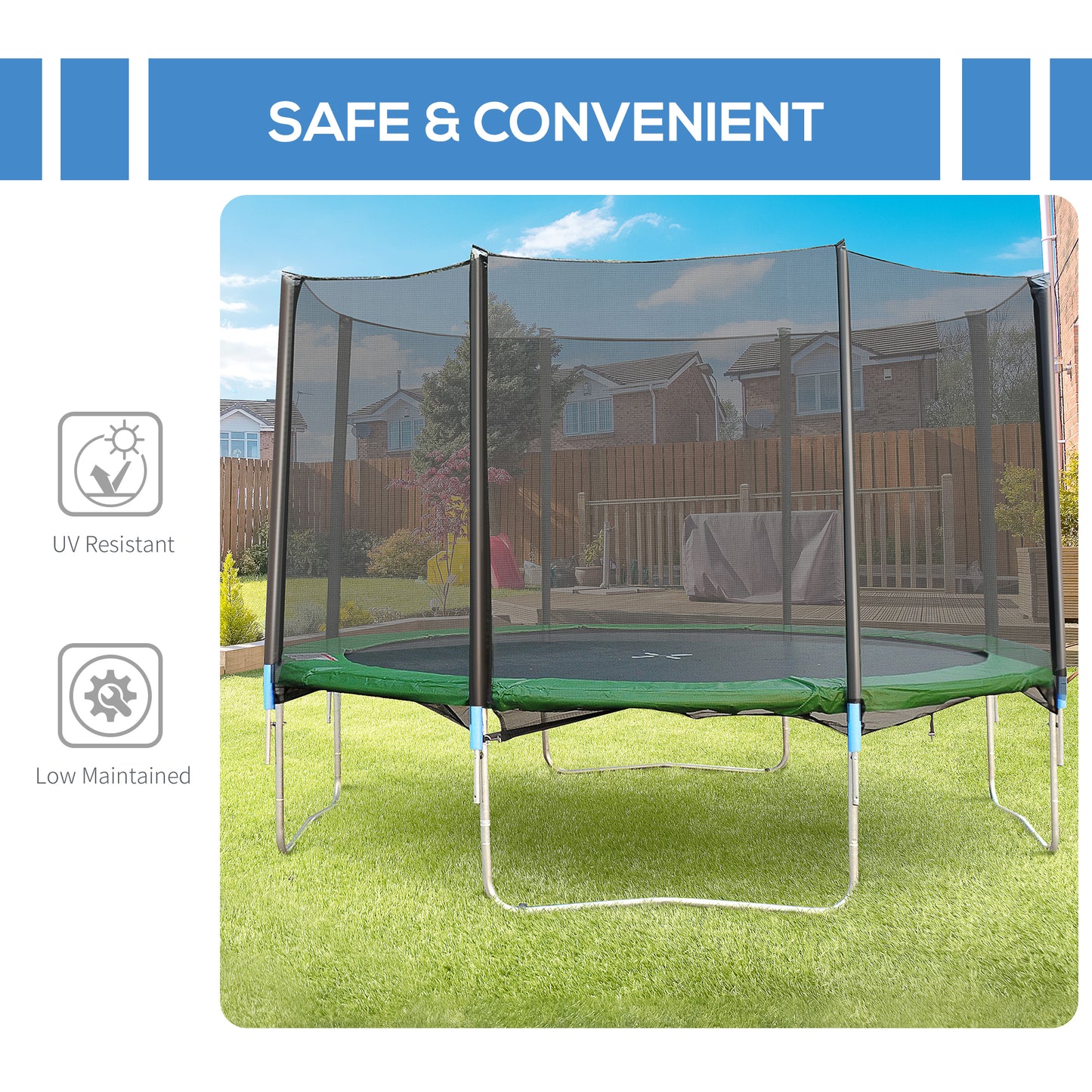 Soozier 14 FT Trampoline Net Enclosure Trampolining Bounce Safety Accessories w/ 8 Poles Net Enclosure Only, Black