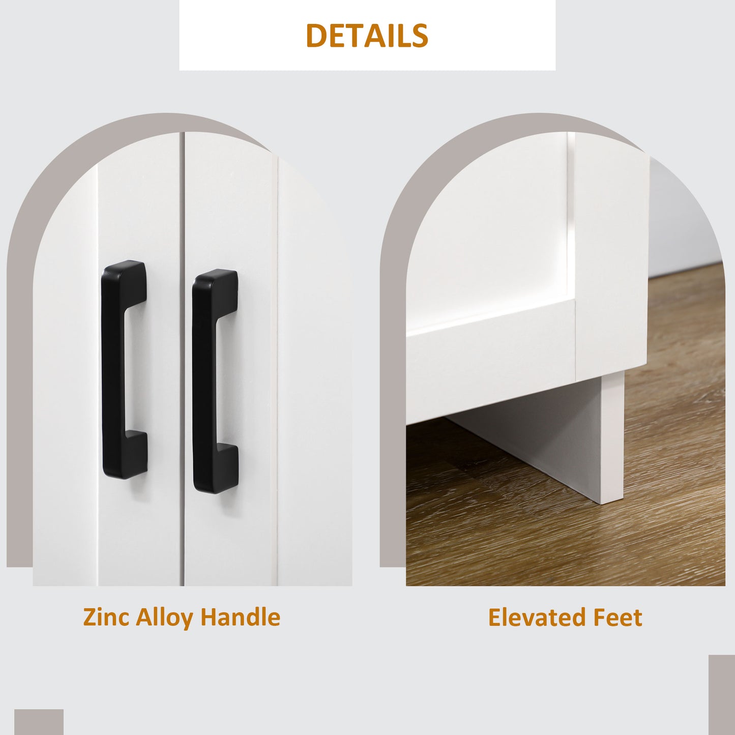 HOMCOM Modern Sideboard Buffet Cabinet, Modern Kitchen Storage Cabinet with 3 Doors Adjustable Shelves, for Dining Room, White