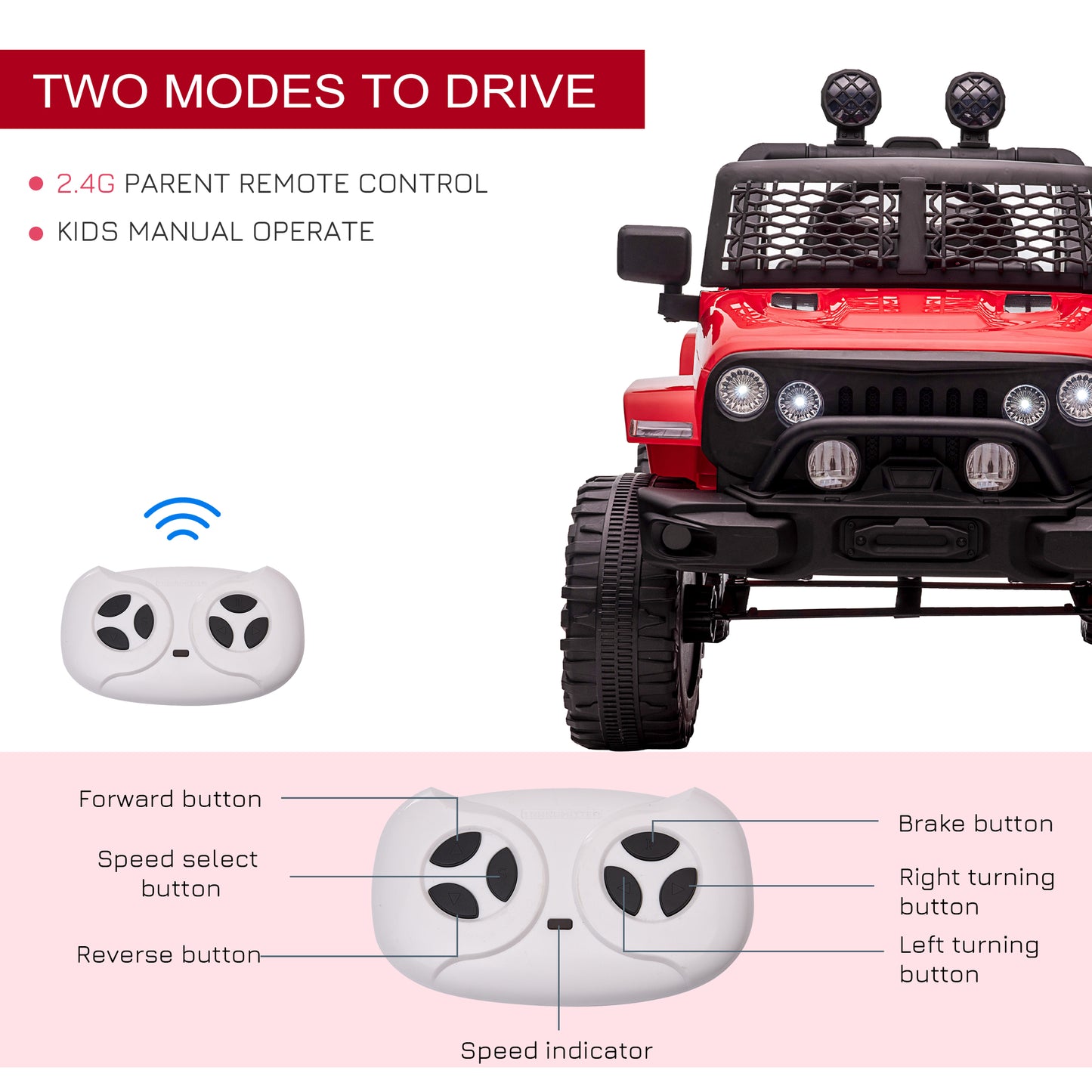 Aosom 12V Battery Powered Kids Ride On Car Off Road Truck Toy w/ Parent Remote, Black