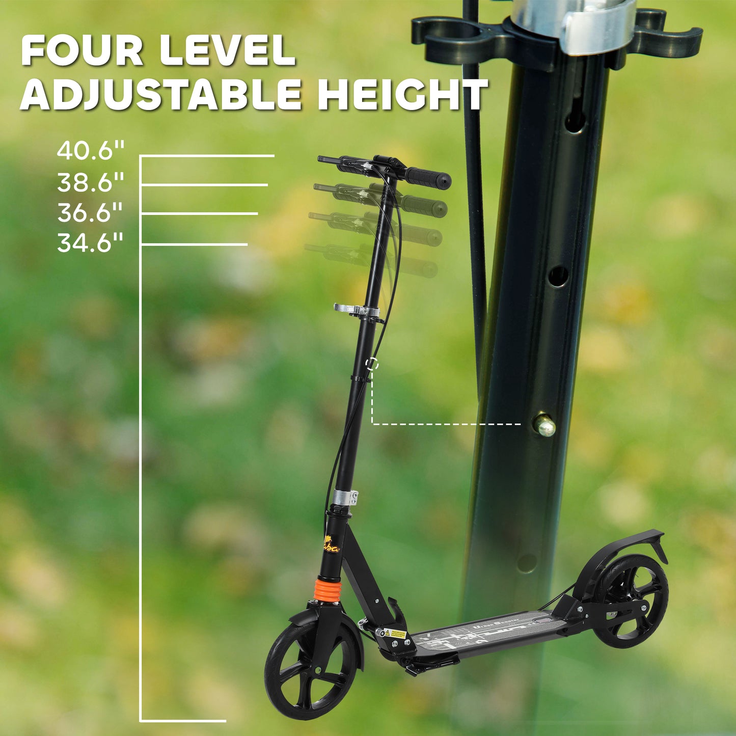 Qaba Foldable Kids Scooter with 4 Adjustable Heights, Double Brakes, and Shock Absorption for Ages 6-12, White