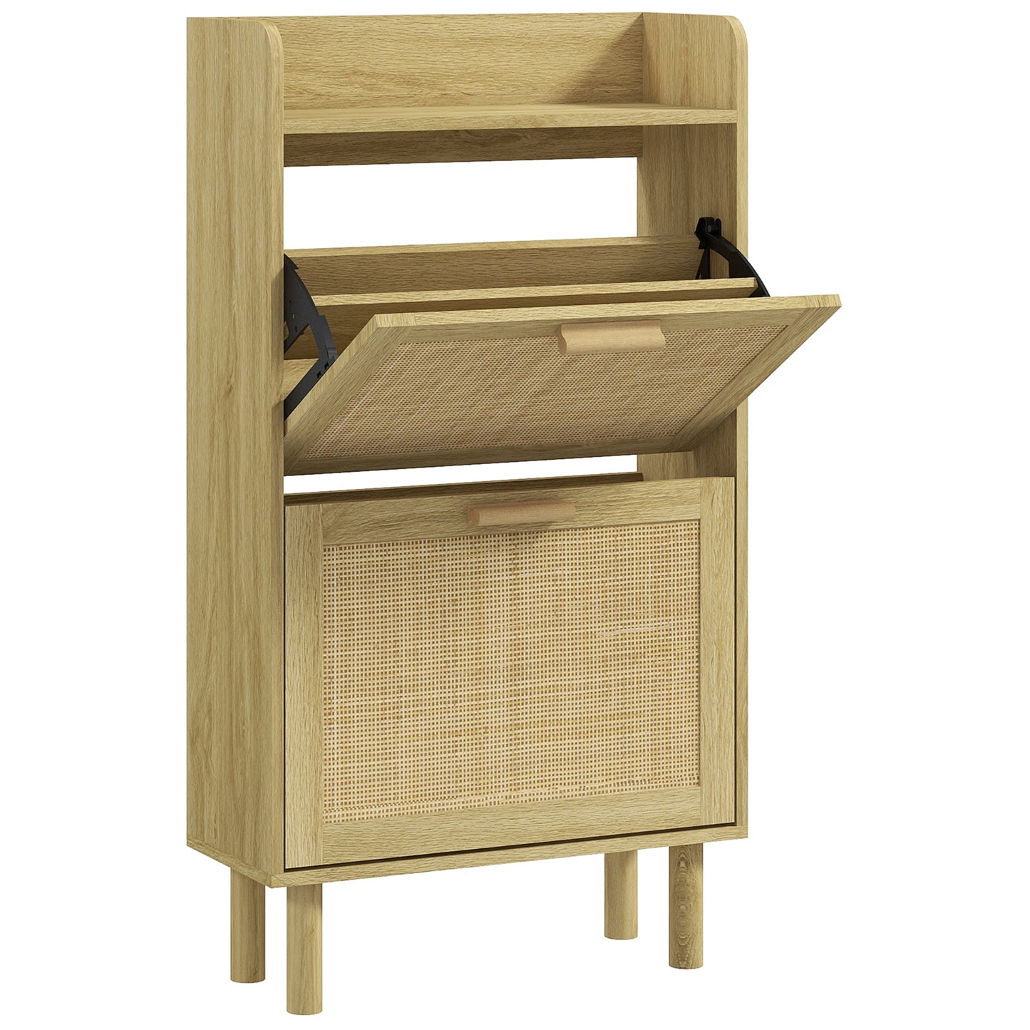 HOMCOM Entryway Shoe Cabinet with 5-Tier Shelving and Adjustable Shelves, 15 Pair Shoe Storage Organizer for Hallway, Oak