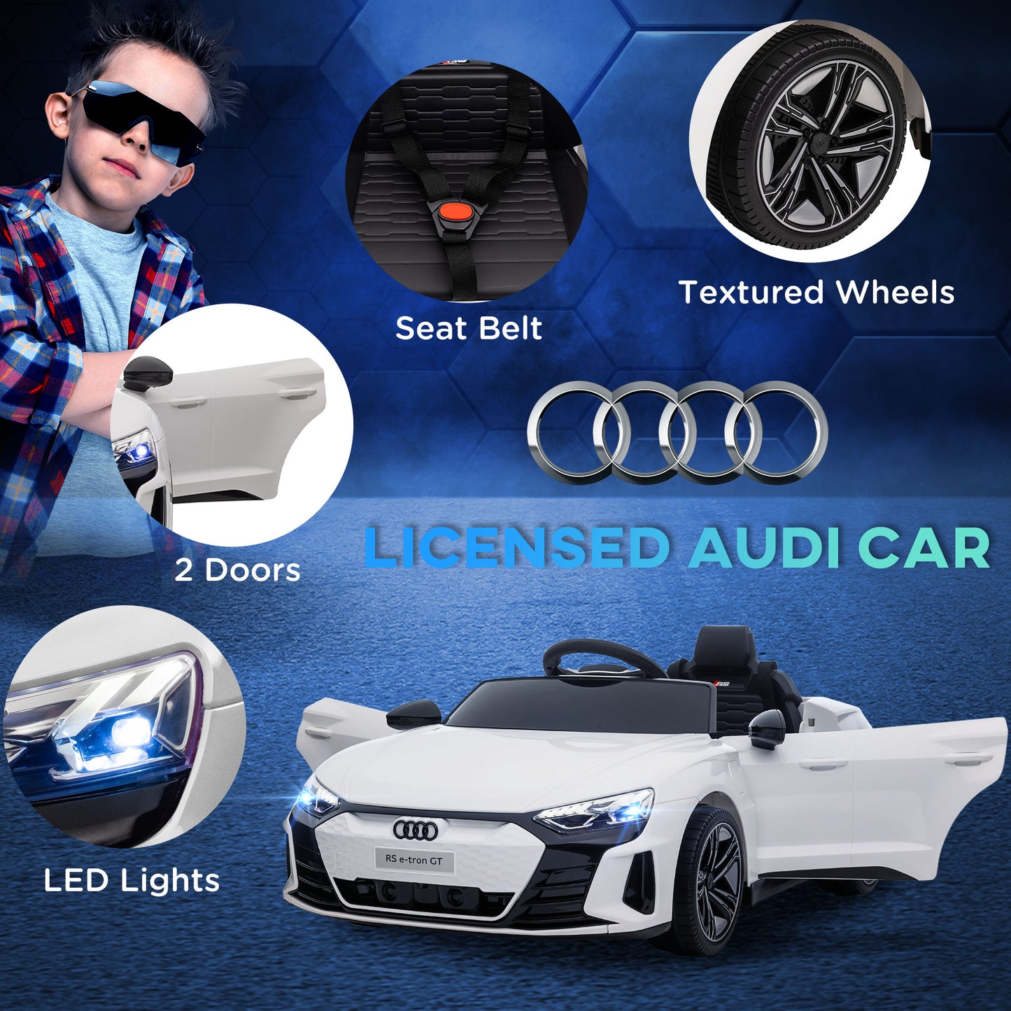 Aosom Ride-On Toy On Car with Remote Control, 12V 3.1 MPH Electric Ride for Kids w/ Suspension System, Horn Honking, White