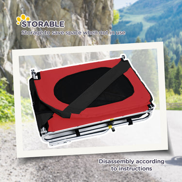 Aosom Dog Bike Trailer, Pet Cart Bicycle, Wagon Cargo Carrier Attachment with Hitch, Reflectors, Flag for Medium Dogs, Pet Wheelchair for Travelling, Red