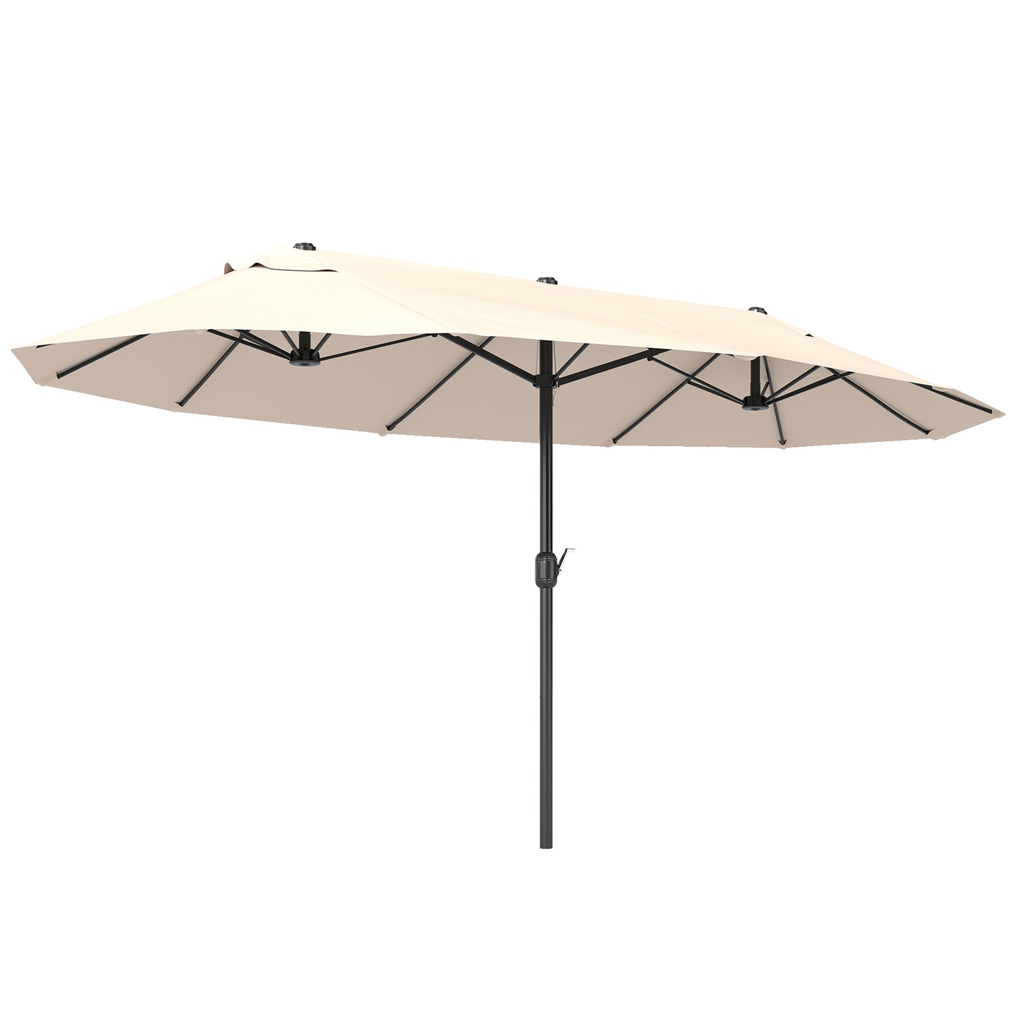 Outsunny 15' Double-Sided Patio Umbrella Parasol Sun Shelter Canopy Shade Grey