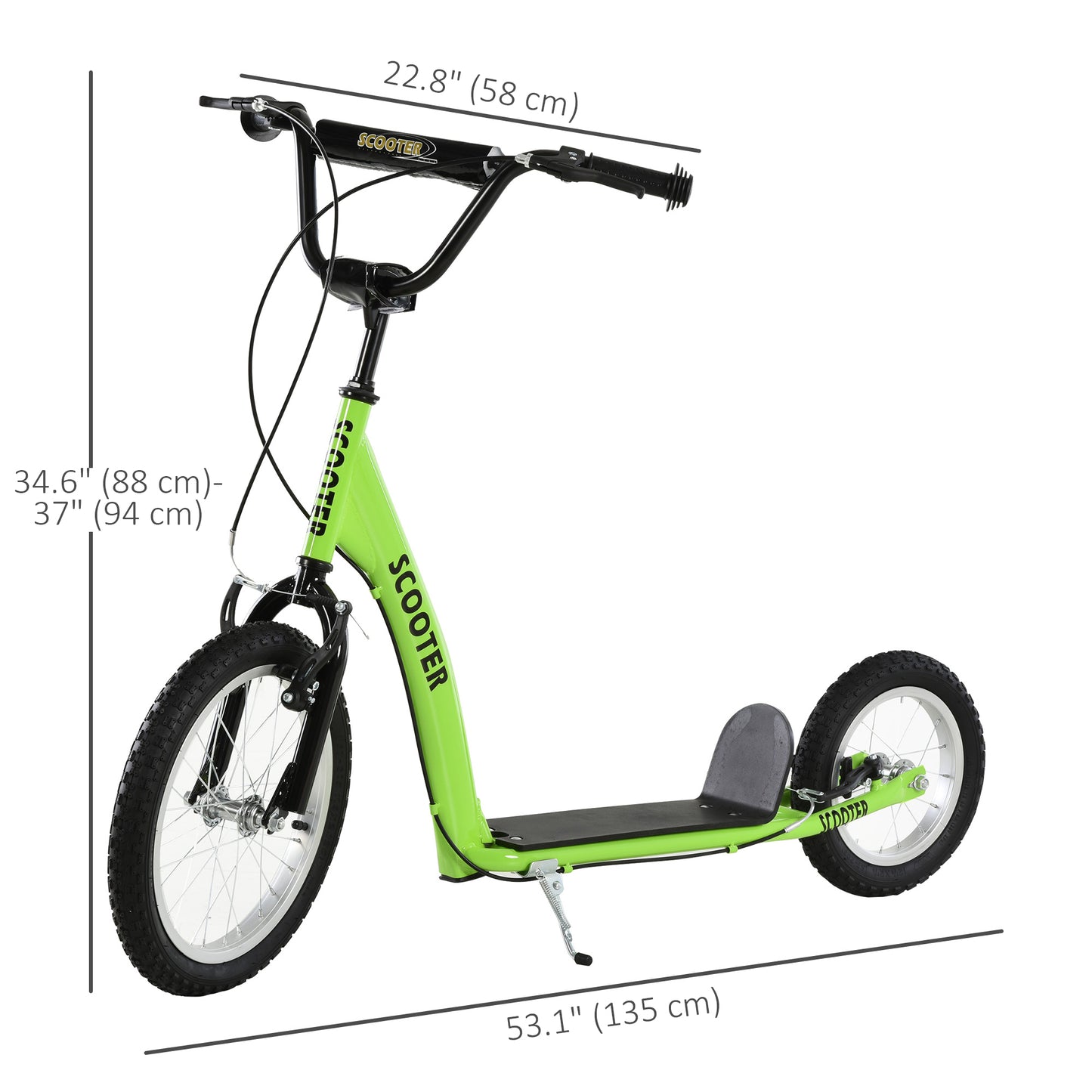 Aosom Kids Scooter with Adjustable Handlebar, Youth Kick Scooter with Dual Brakes, Inflatable Wheels, for Age 5+, Blue