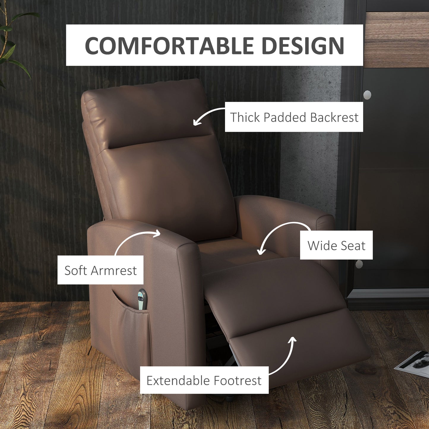 HOMCOM Power Lift Recliner Chair with Remote Control Side Pocket for Living Room Home Office Study Black