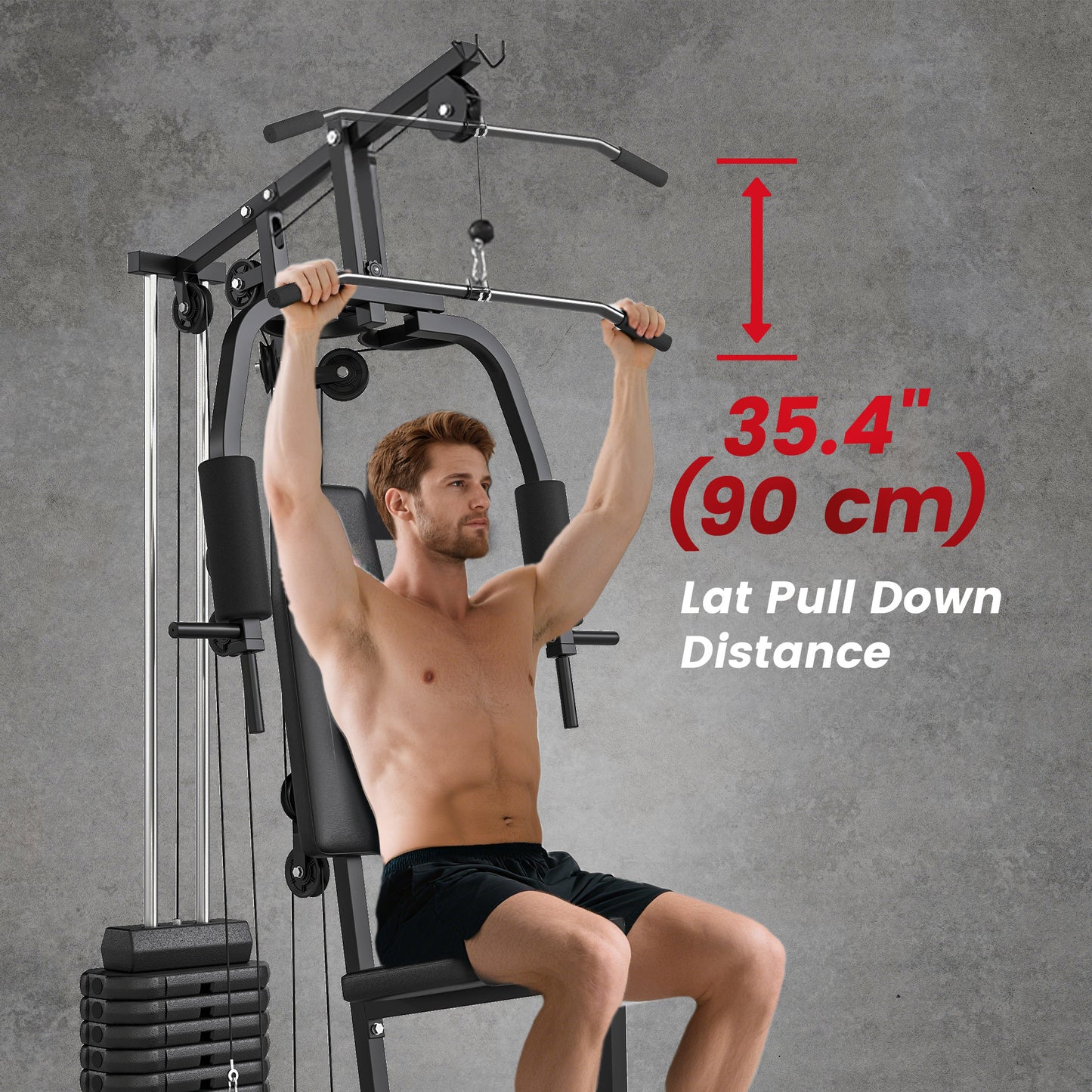 Soozier Multi-Exercise Home Gym Station with 99lbs Weight Stack, for Full Body Workout