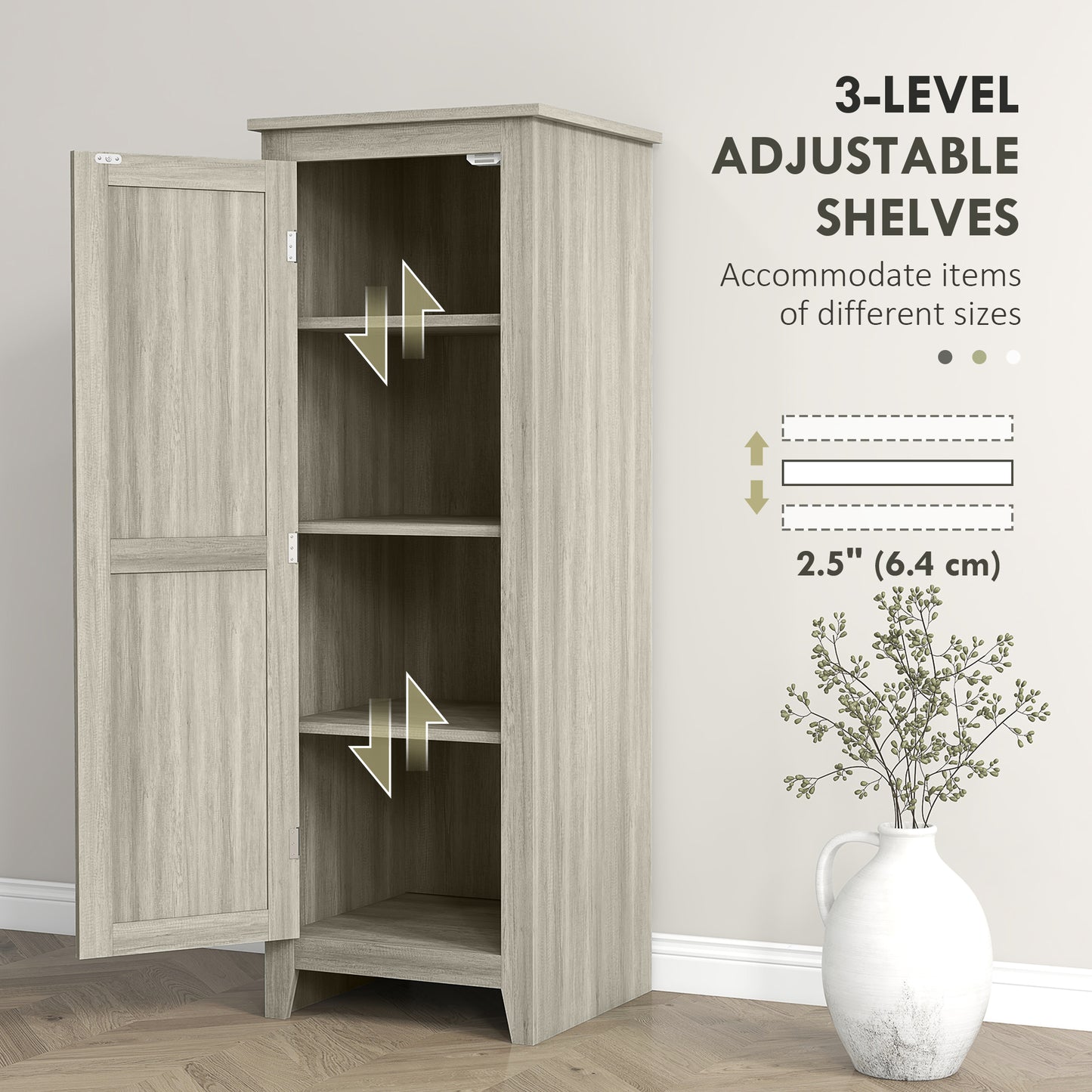 HOMCOM 48" Farmhouse Kitchen Pantry Storage Cabinet with Barn Door, Kitchen Pantry Cabinet with Adjustable Shelves, Natural