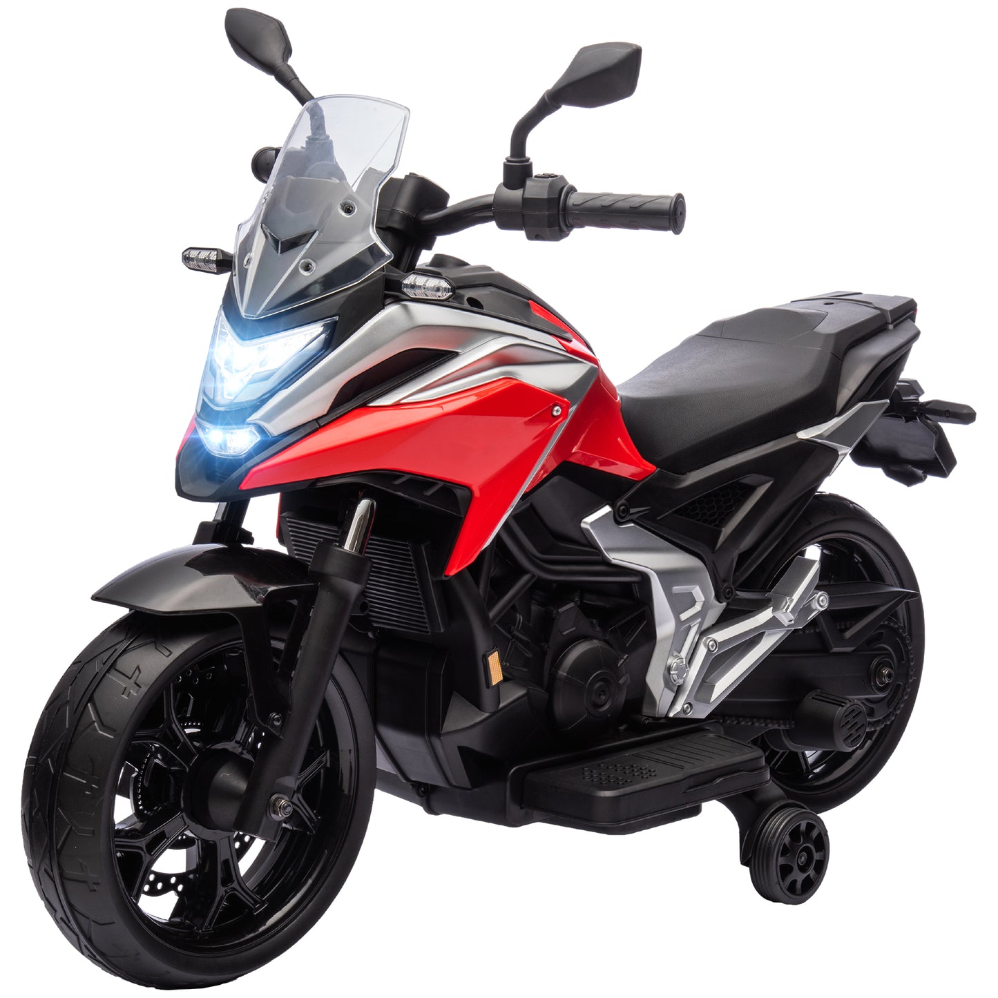 Qaba Honda Licensed 12V Ride on Motorbike for Kids with Headlights Music Training Wheels, for 3-6 Years, Blue