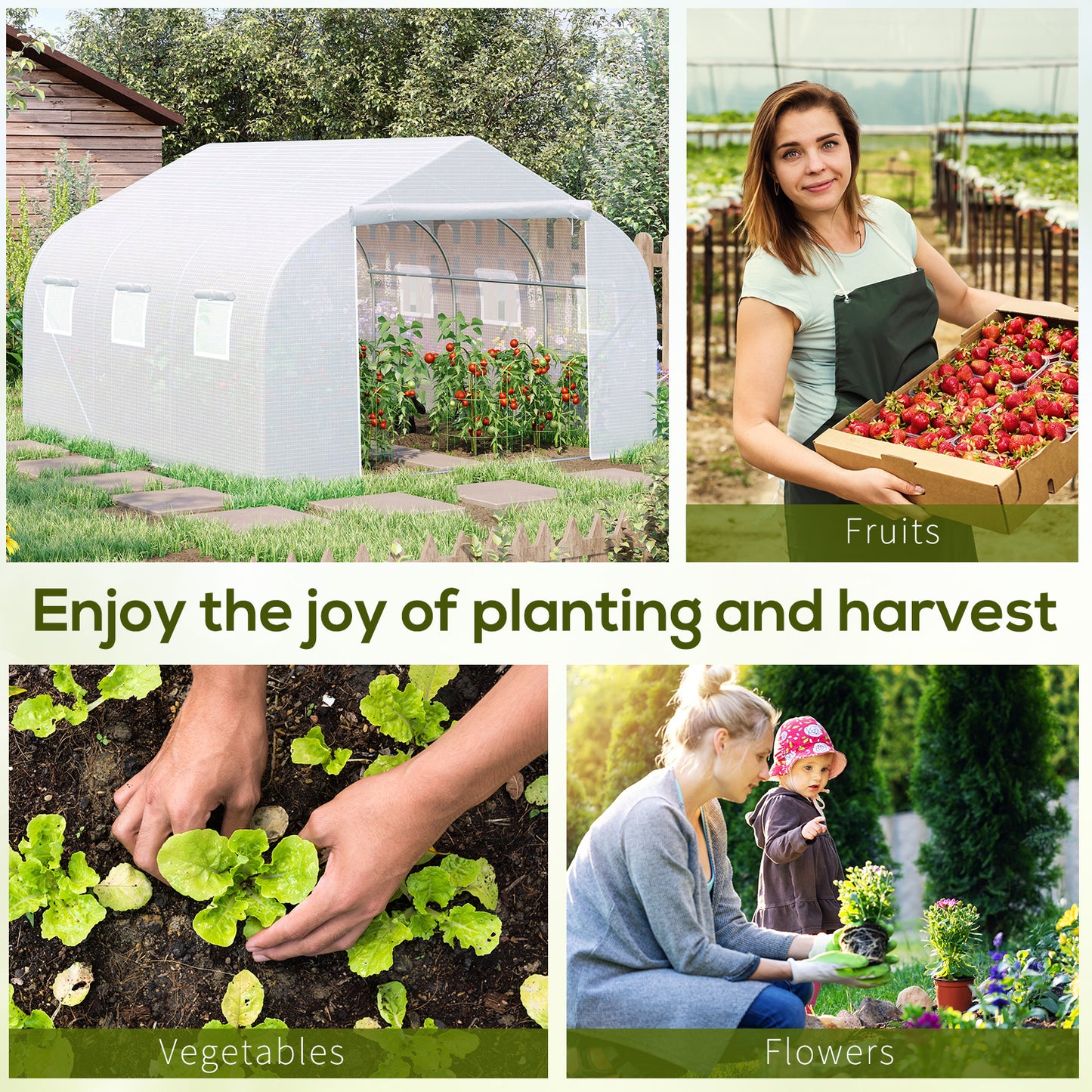 Outsunny 11.5'x9.8'x6.6' Portable Walk-In Tunnel Greenhouse Garden Warm House - White