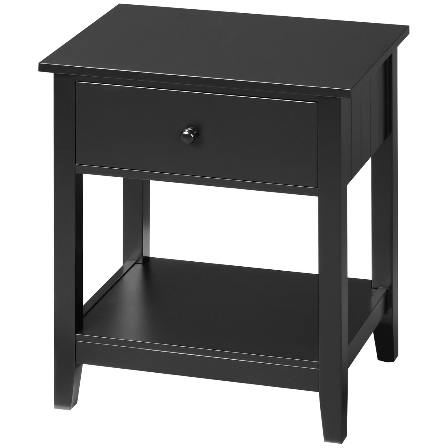 HOMCOM Modern Style Nightstand, Small End Table with Drawer and Storage Shelf for Bedroom, Living Room, White