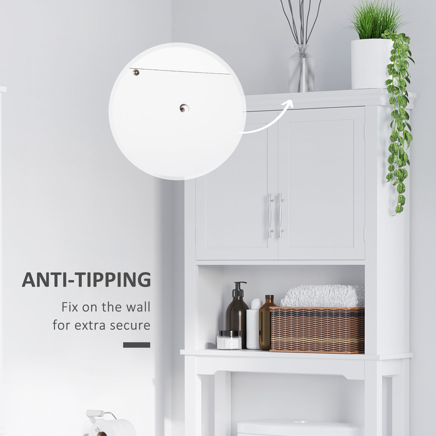kleankin Over the Toilet Storage, Bathroom Cabinets Over Toilet, Cabinet Above Toilet with Doors and Shelves