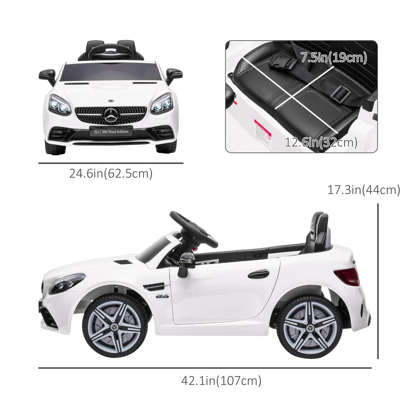 Aosom 12V Ride On Car with Parent Remote Control Two Motors Music Lights Suspension Wheels for 3-6 Years Black