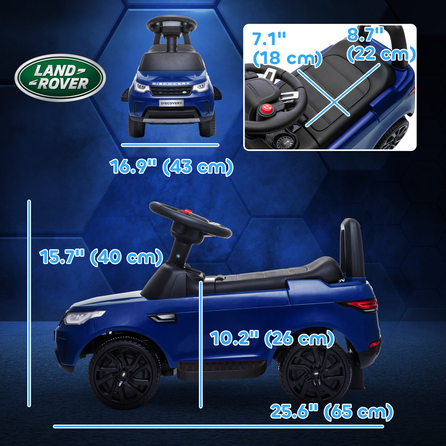 Qaba 2 in 1 6V Land Rover Licensed Electric Car for Kids, Sliding Car with Music Horn Headlights, for 18-60 Months White