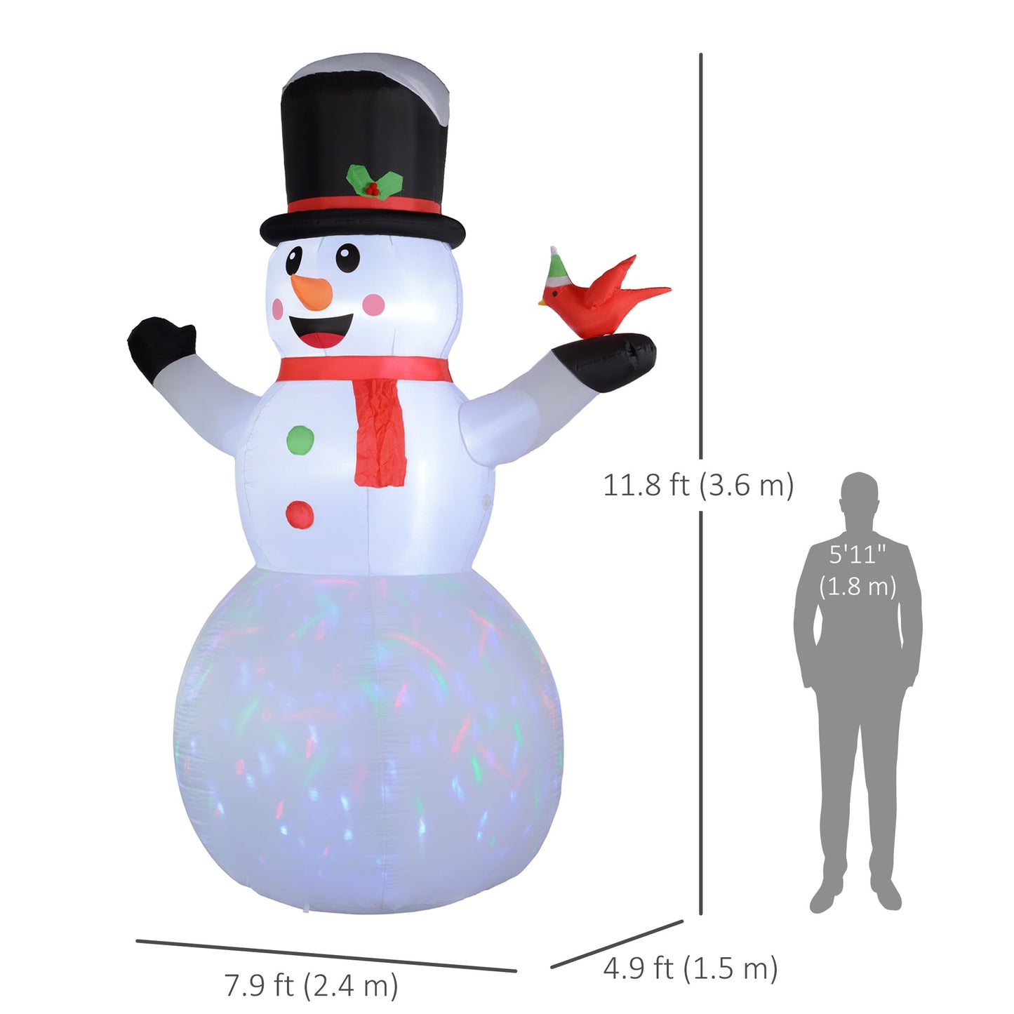 Outsunny 10FT Christmas Inflatable Archway, Outdoor Xmas Blow Up Santa Claus and Snowman Arch with Built-in LED Lights for Yard