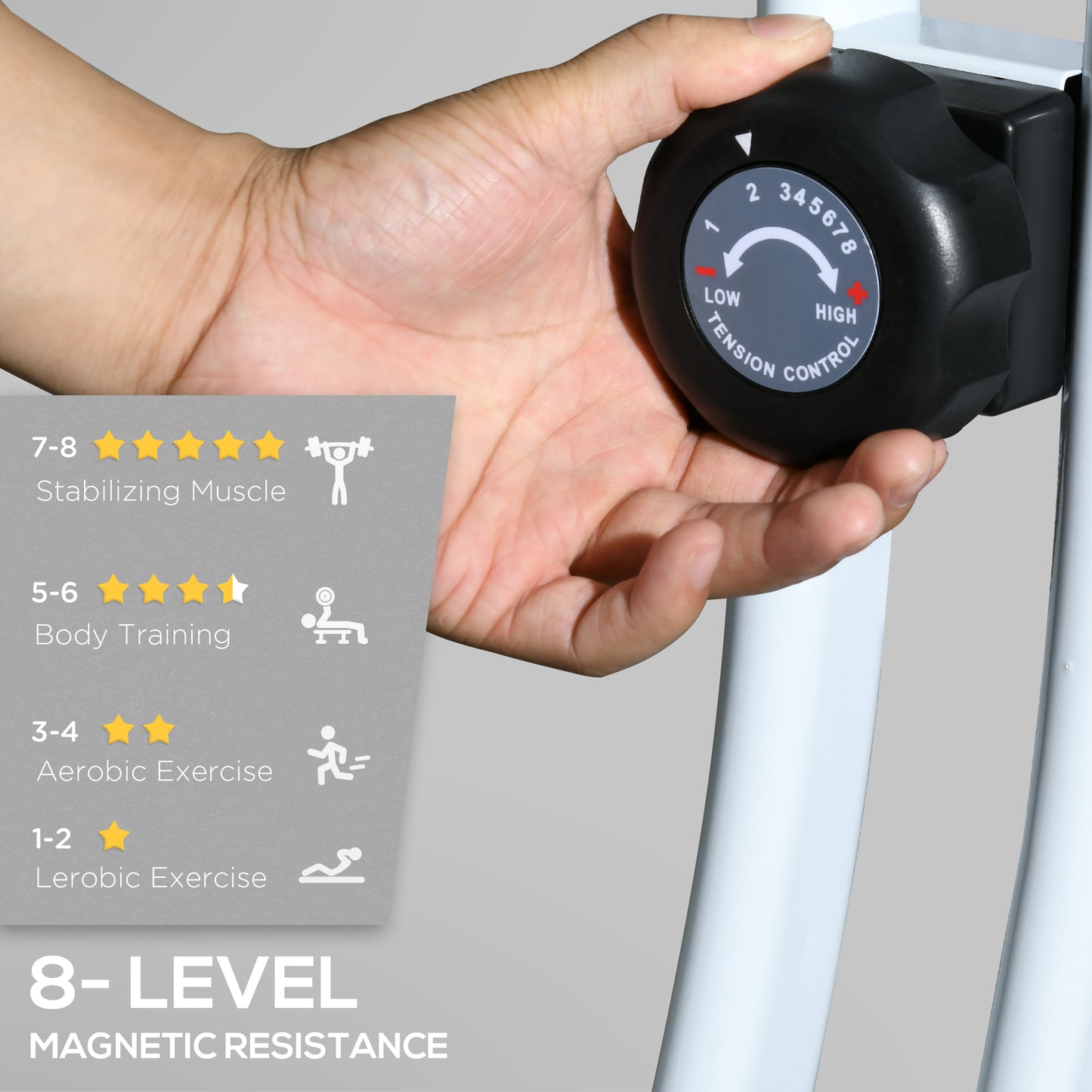 Soozier Foldable & Quiet Exercise Bike with 8-Level Magnetic Resistance, Pulse Sensor, Wheels and LCD Monitor, Black