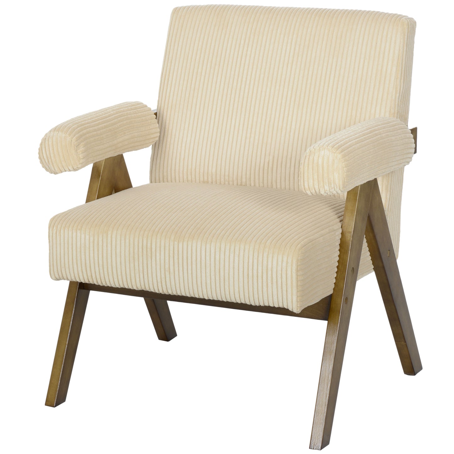HOMCOM Corduroy Accent Chair Armchair with Wide Seat and Soft Padded Armrests for Reading, Bedroom, Dark Grey