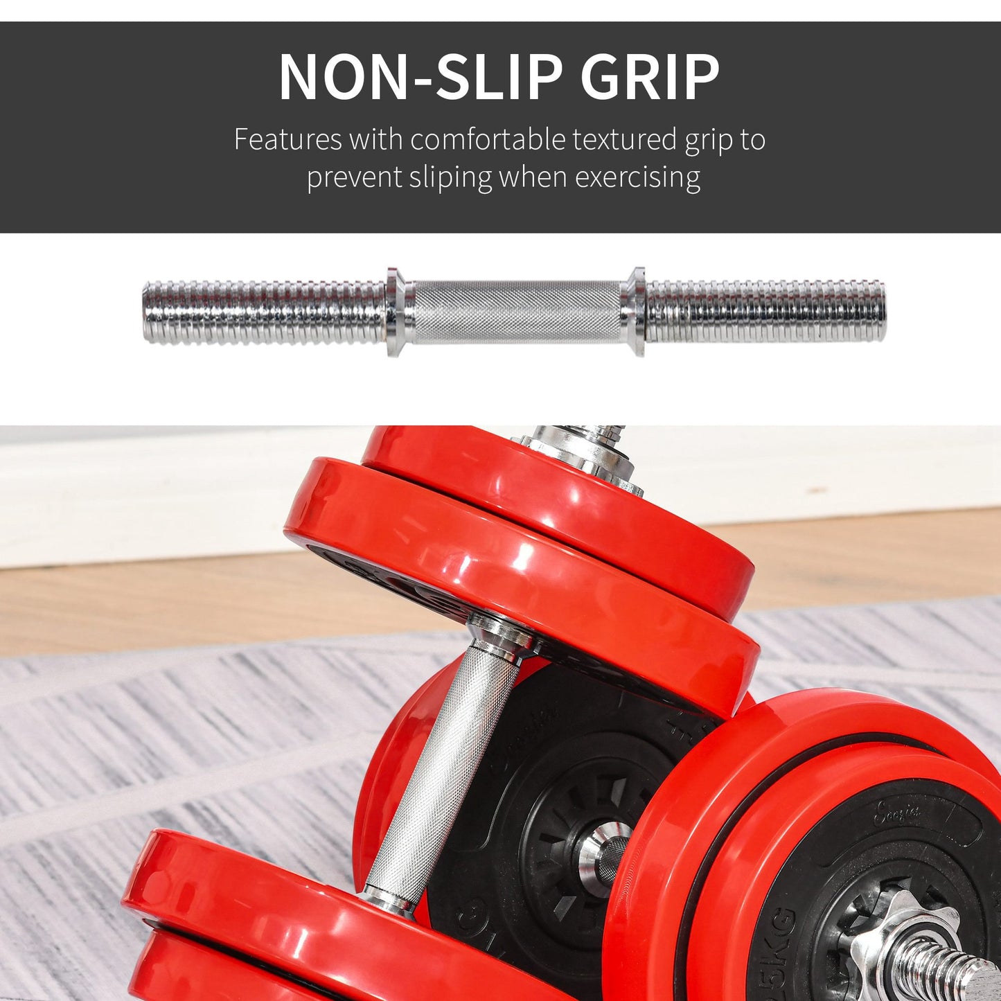 Soozier 44lbs 2-In-1 Dumbbell & Barbell Adjustable Set Strength Muscle Exercise Fitness Plate Bar Clamp Rod Home Gym Sports Area