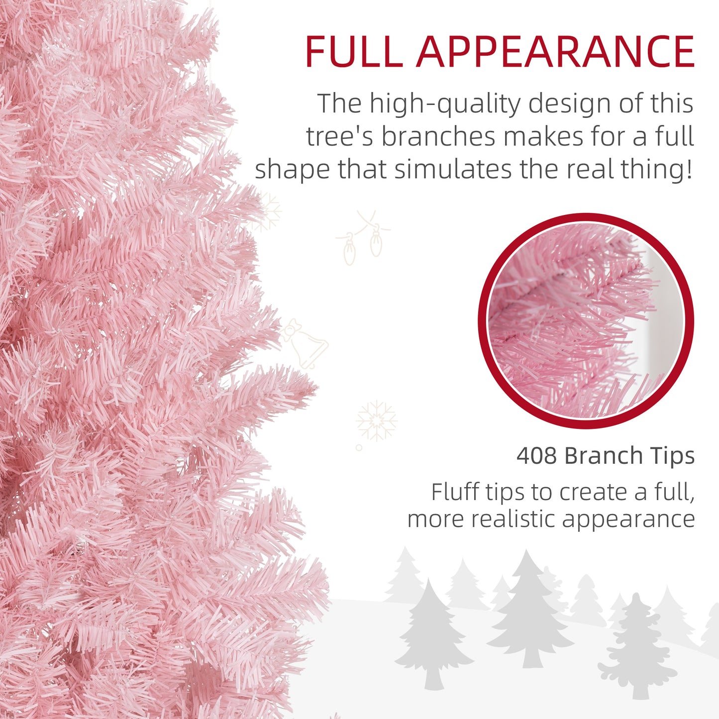 HOMCOM 4FT Artificial Christmas Tree Holiday Xmas Holiday Pencil Tree Decoration with Automatic Open for Home Party, Pink