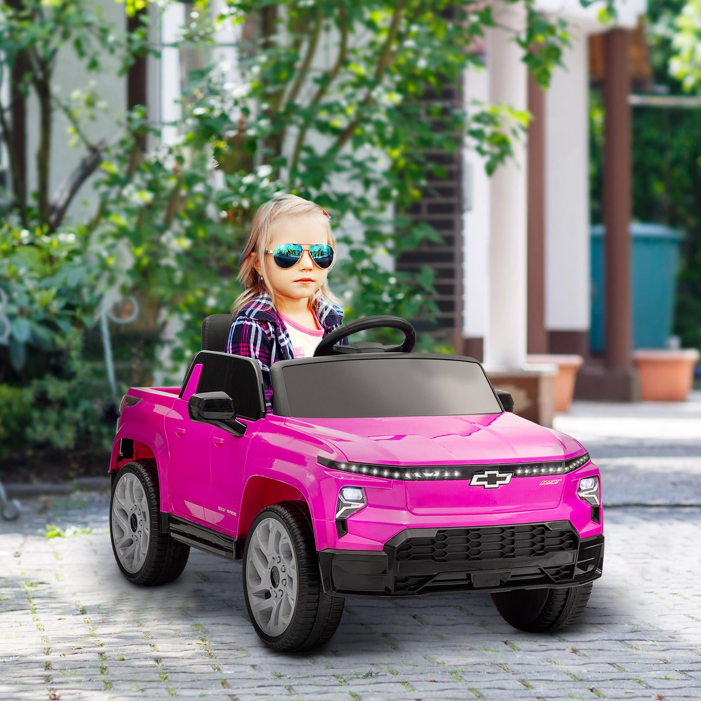 Qaba 12V CHEVROLET SILVERADO EV RST Licensed Kids Car w/ Remote, Spring Suspension, Soft Start, Training Wheels, Black