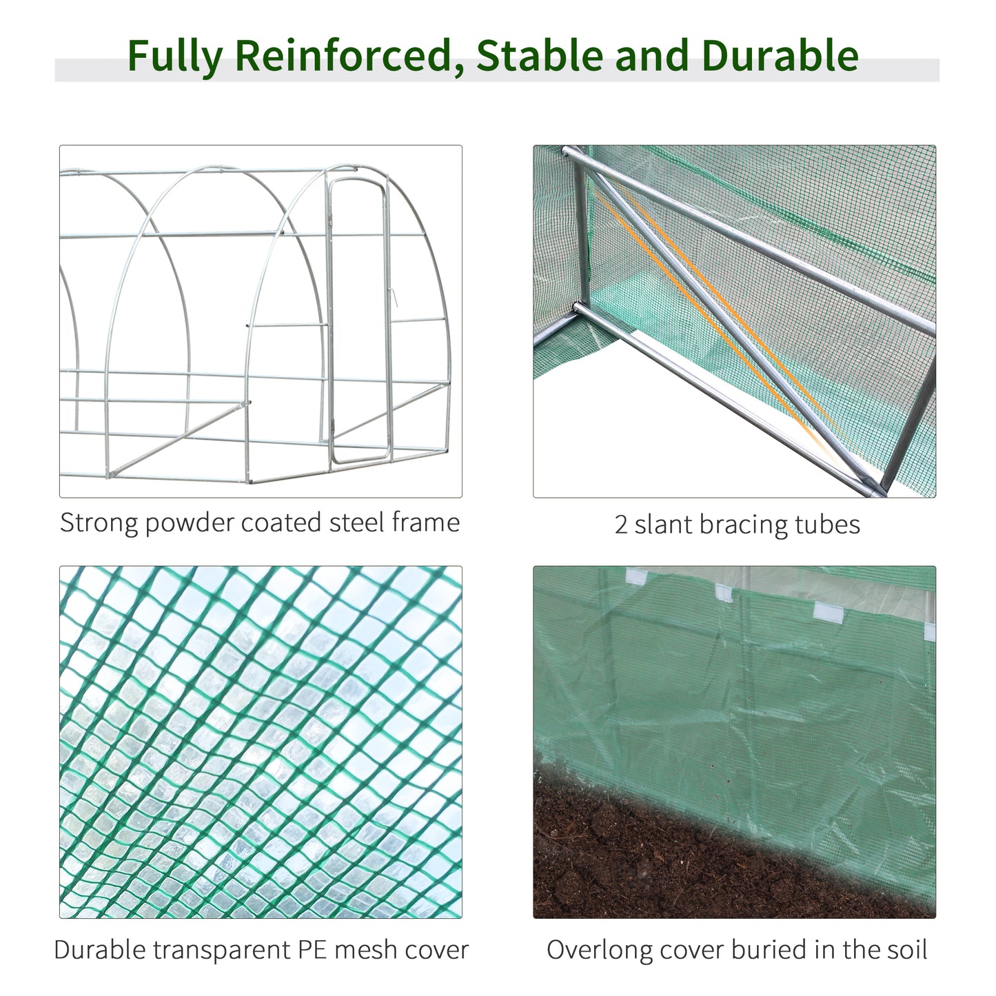 Outsunny 20x10x6.6ft Heavy Duty Outdoor Walk-in Tunnel Greenhouse Portable Garden Planting Warm House with PE Cover Green