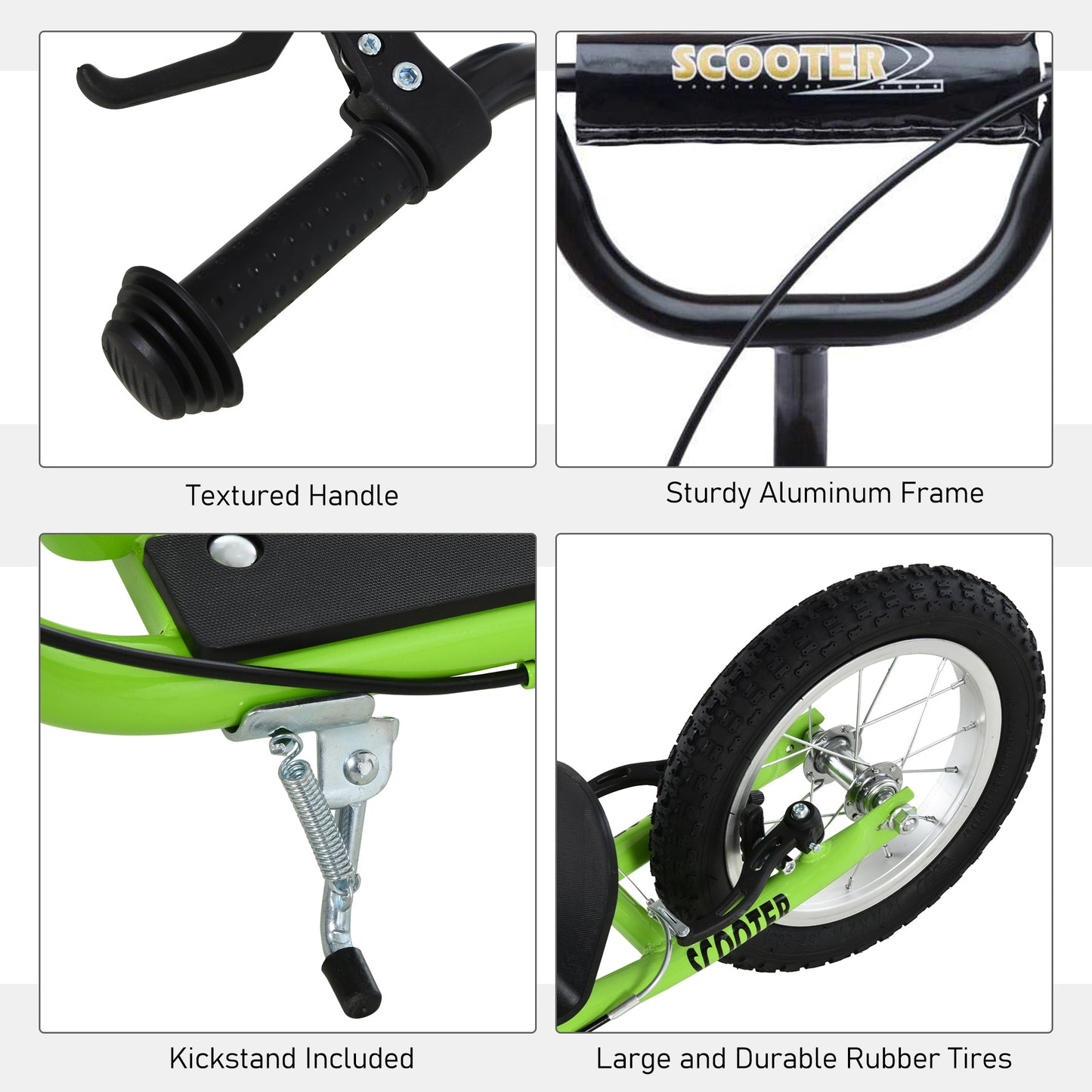 Aosom Kids Scooter with Adjustable Handlebar, Youth Kick Scooter with Dual Brakes, Inflatable Wheels, for Age 5+, Blue