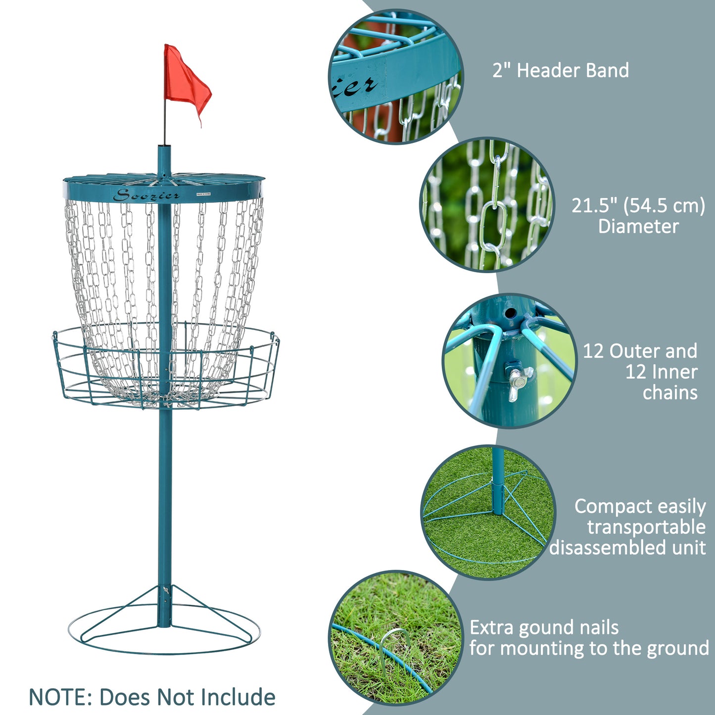 Soozier 24-Chain Portable Practice Basket for Disc Golf Target Stand Easy Assembly & Lightweight Basket w/ Carry Bag Navy Blue
