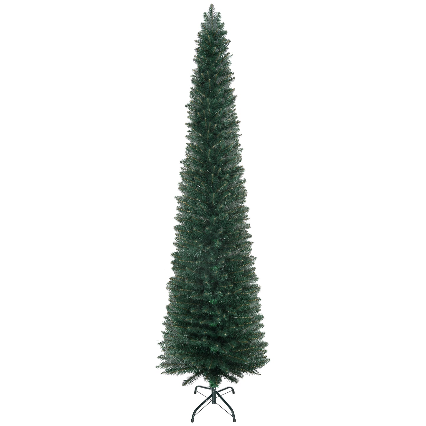 HOMCOM 6FT Artificial Christmas Tree Xmas Pencil Tree Holiday Home Indoor Decoration with Foldable Black Stand for Party, Green