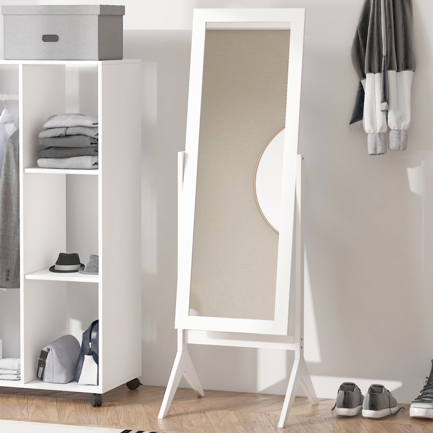 HOMCOM Full Length Mirror, Free Standing Full Body Mirror with Rectangular Frame, Adjustable Angle for Dressing Room, Bedroom, Living Room, Dark Brown