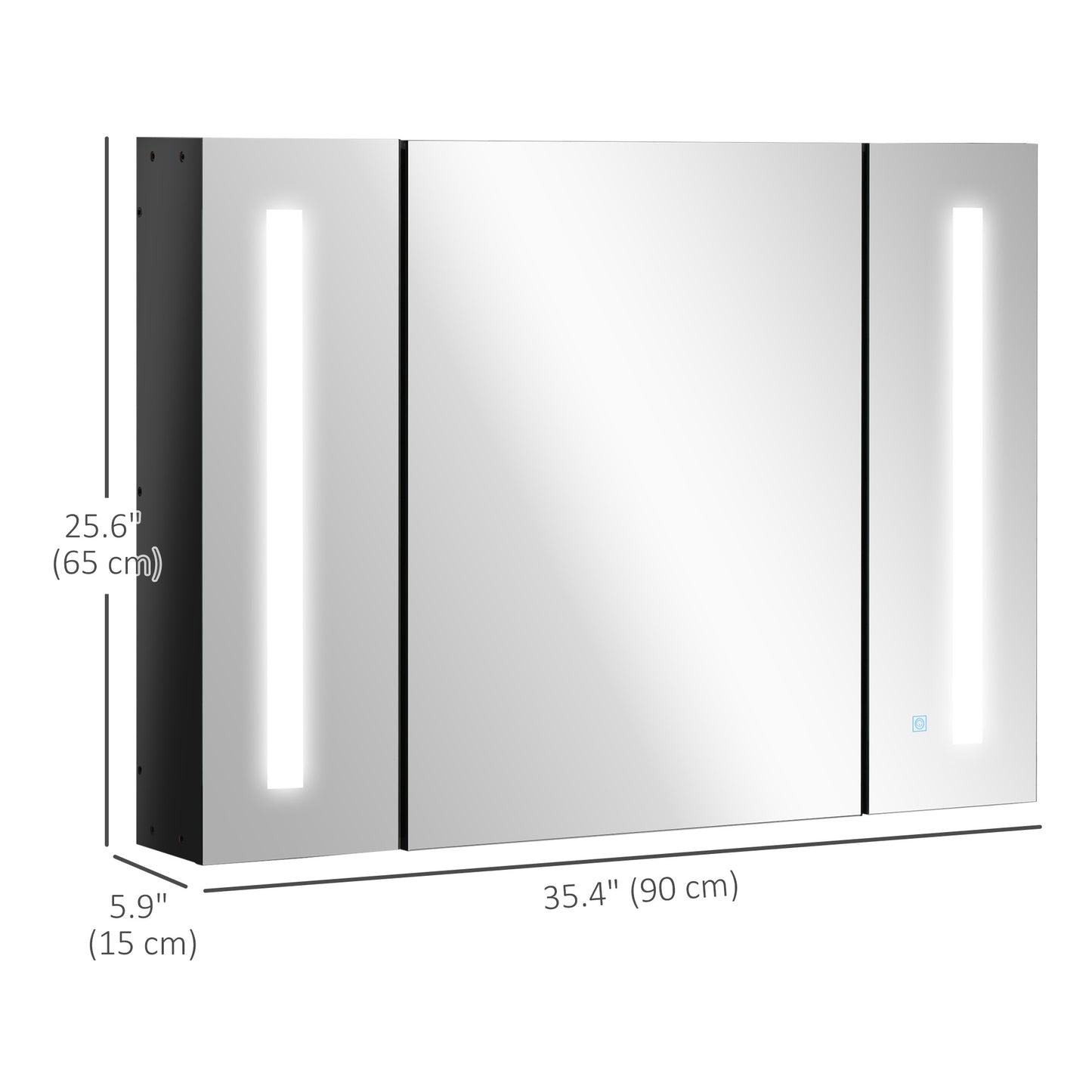 kleankin Medicine Cabinet with Mirror, Wall Mounted Bathroom Mirror Cabinet with Adjustable Shelf, USB Charge, High Gloss Black