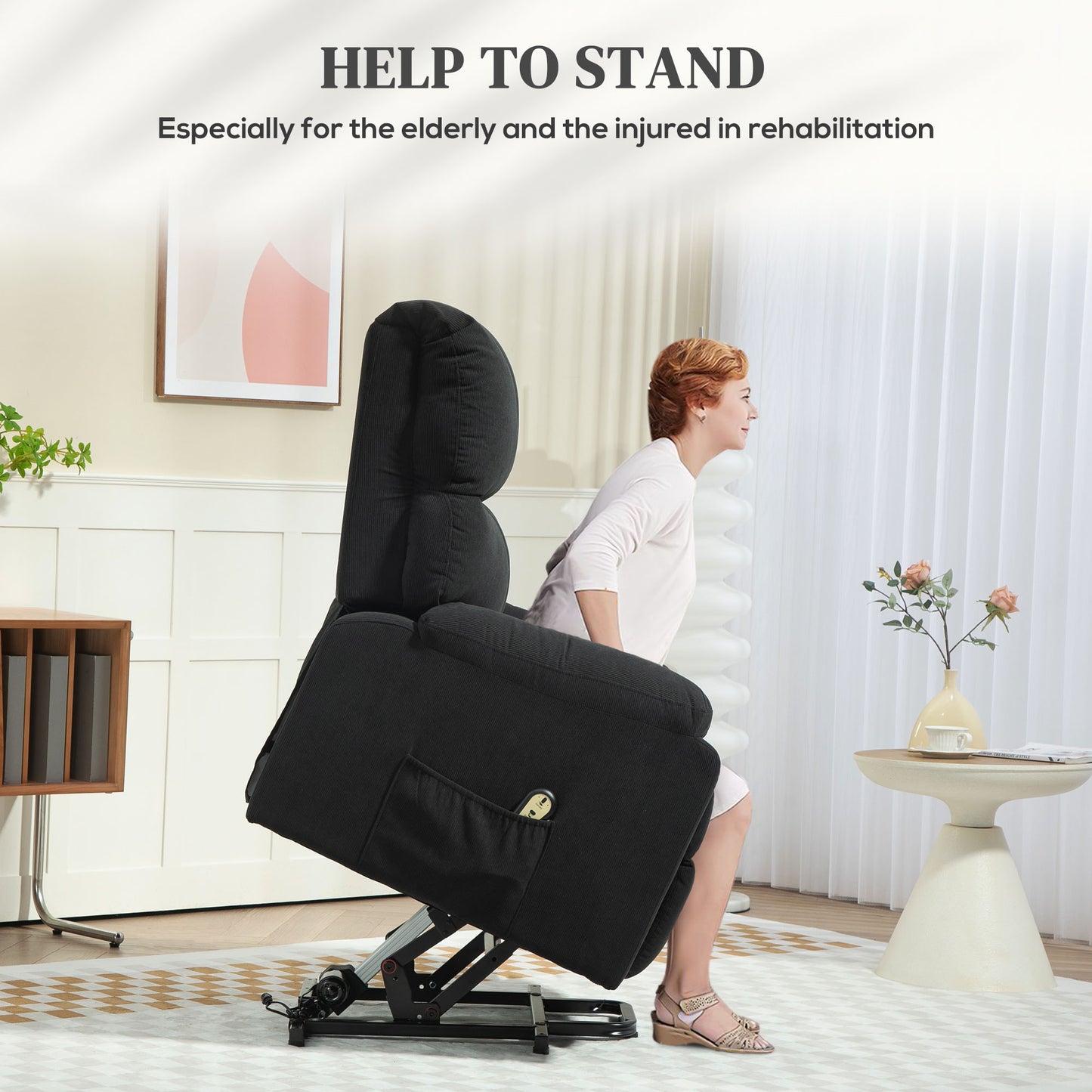 HOMCOM Lift Chair for Seniors, Microfibre Upholstered Electric Recliner Chair with Remote, Quick Assembly, Grey
