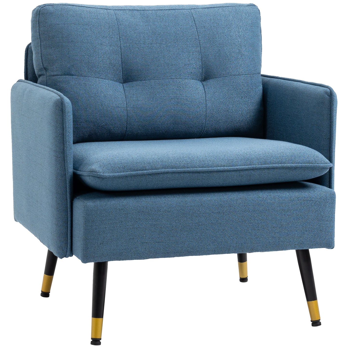 HOMCOM Modern Armchair, Upholstered Accent Chair with Tufted Back Cushion and Steel Legs for Living Room, Bedroom, Grey