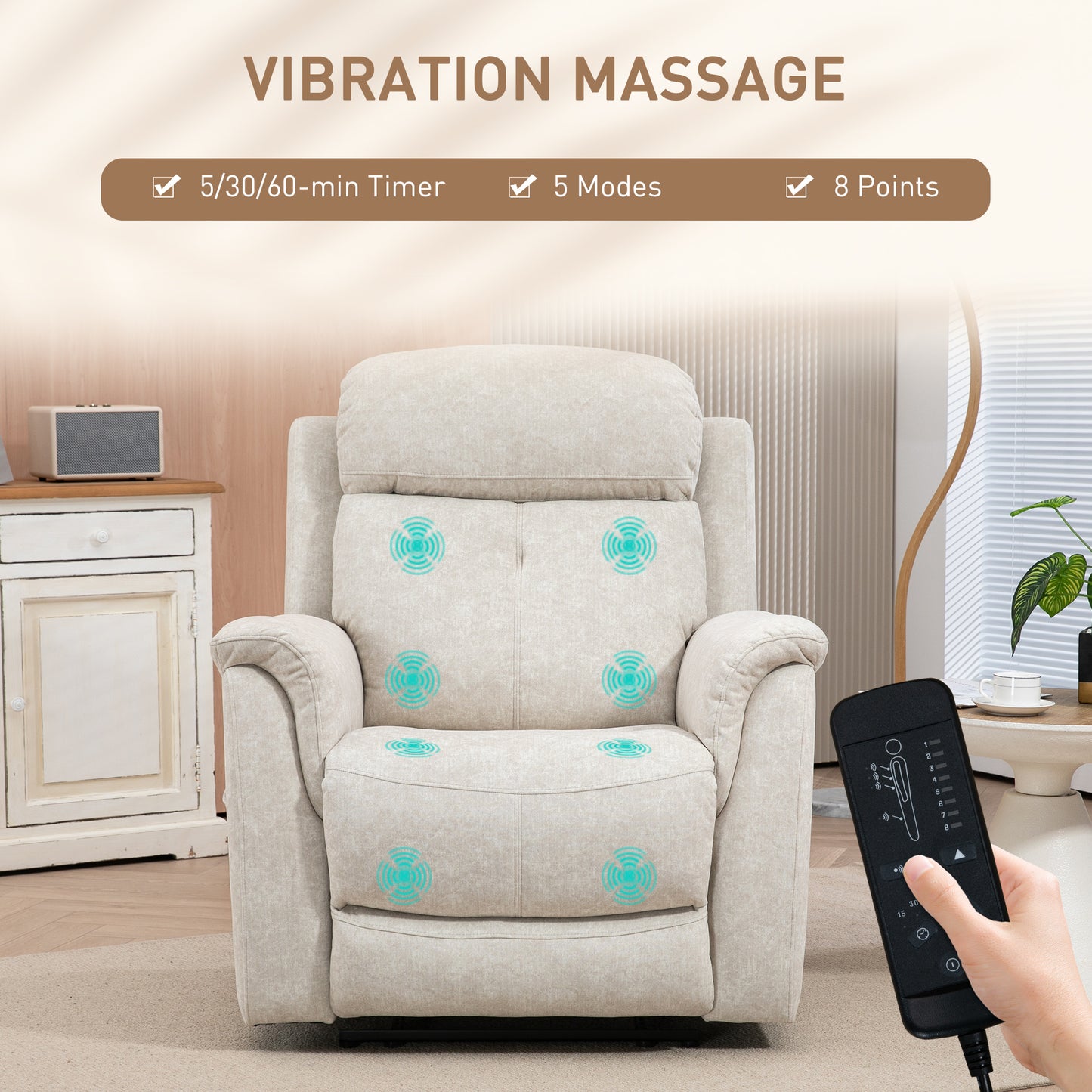 HOMCOM Manual Recliner Chair with Vibration Massage & Side Pockets – Living Room Recliner