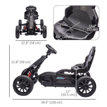 Aosom Pedal Go Kart with Adjustable Seat, Forward, Backward, Handbrake, Shock Absorption for 3-8 Years, Black