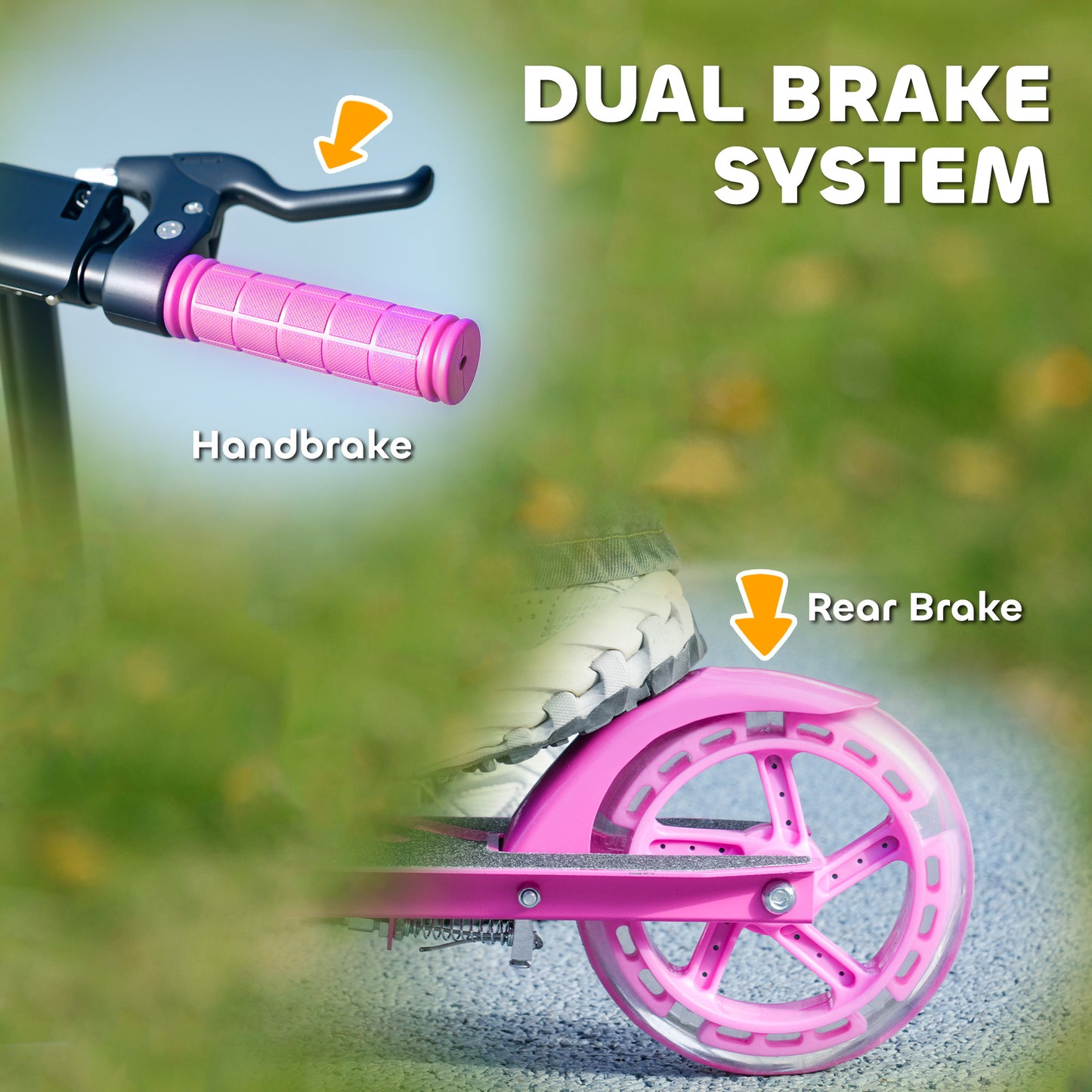 Qaba Scooter for Kids Ages 3-8 with Light Up Wheels, Adjustable Handlebar, Rear Brake & Handbrake for Girls and Boys, Black
