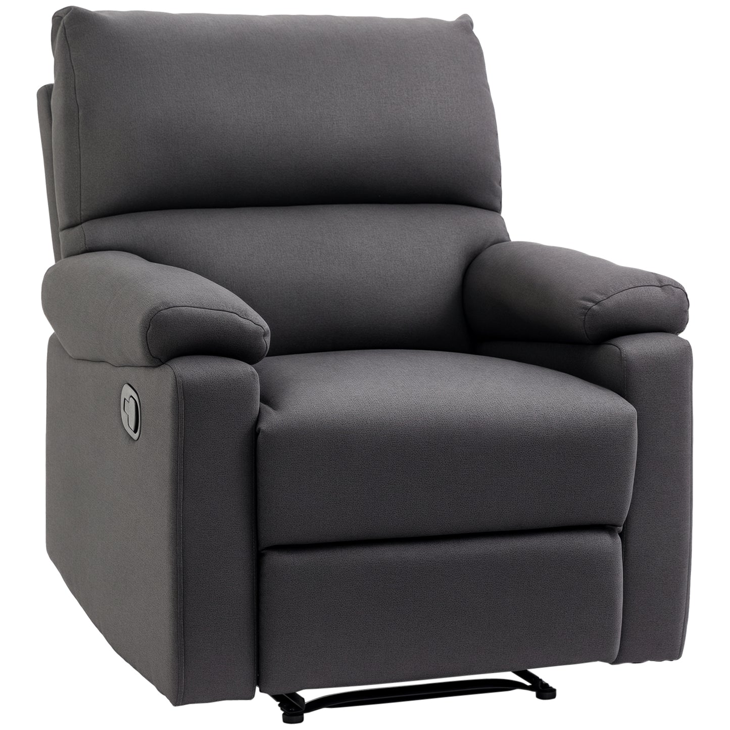 HOMCOM Recliner Chair, Manual Reclining Chair with Footrest, Padded Seat for Living Room, Bedroom, Study, Dark Grey