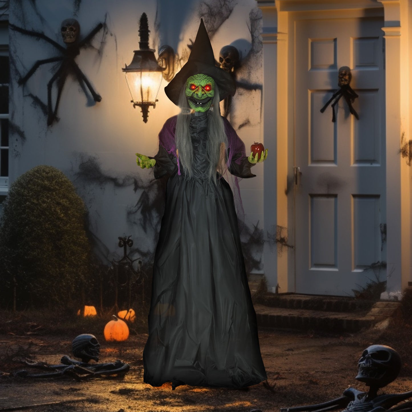 Outsunny 5.6' Life Size Clown Outdoor Halloween Decoration Animatronic, Animated Prop w/ Light Up Eyes