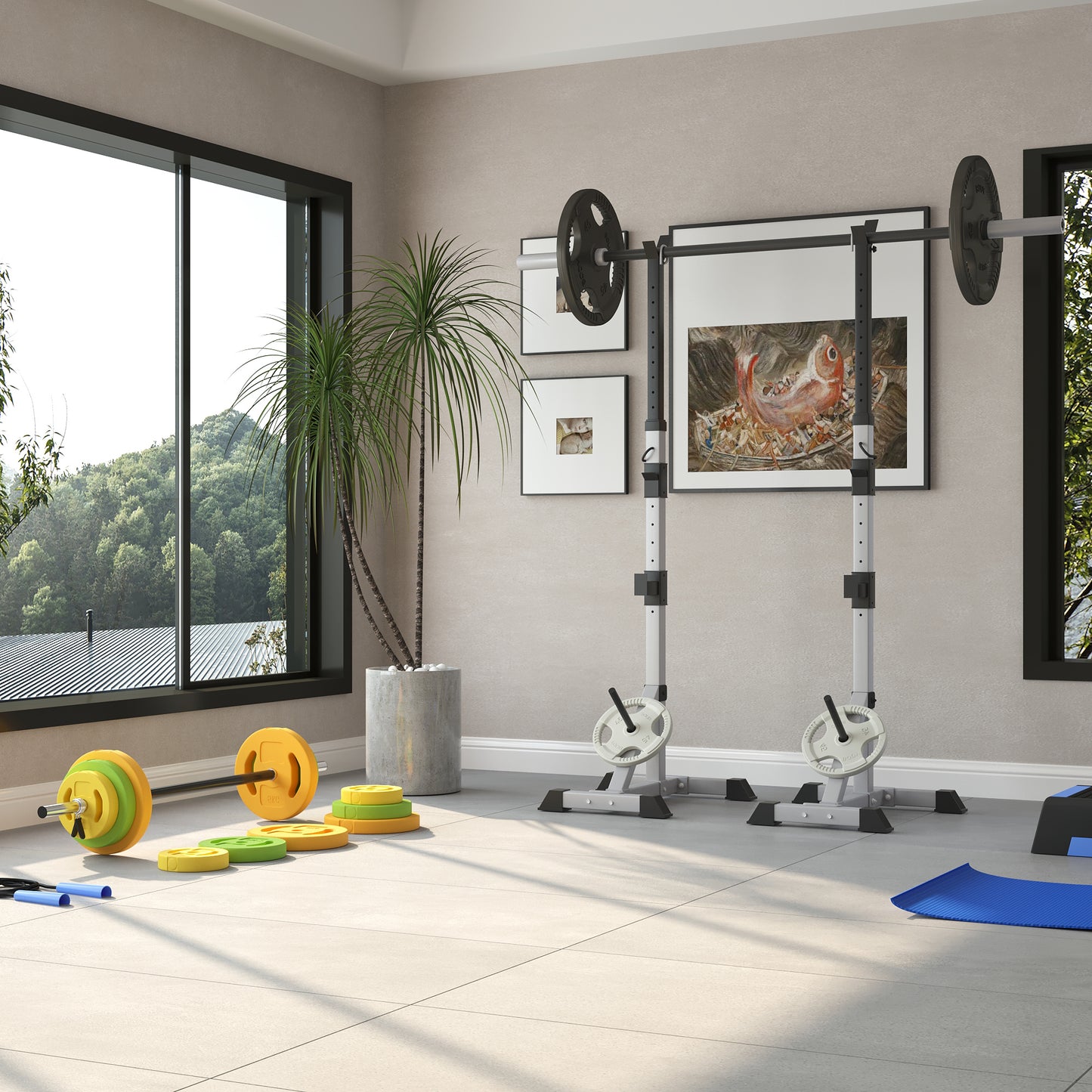 Soozier 44lbs Adjustable Barbell Weight Set with Non-slip Handle for Home Gym