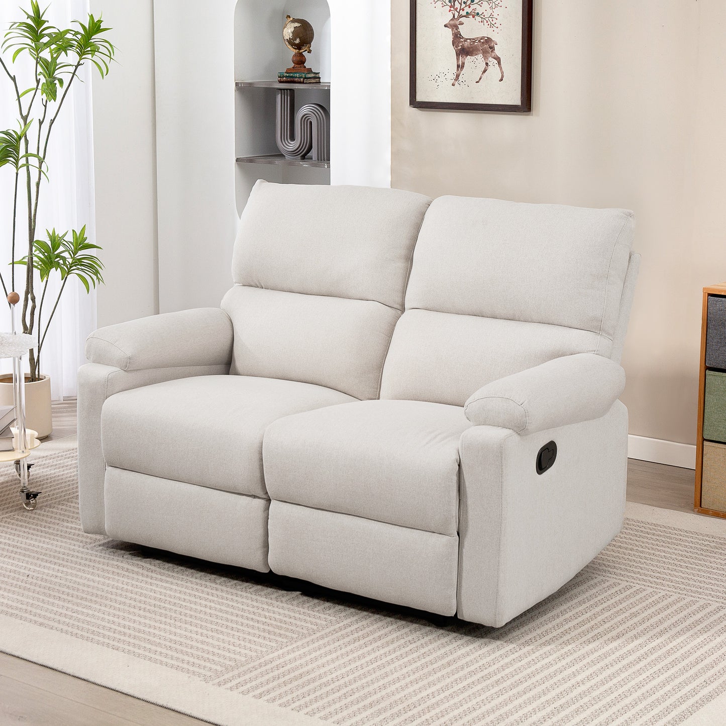 HOMCOM 2 Seater Reclining Chair, Loveseat Recliner Sofa with Footrest and Split Backrest, Dark Grey