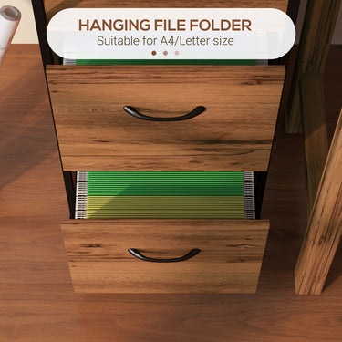 Vinsetto Vertical Filing Cabinet, Tall File Cabinet with 2 Drawers, Hanging Bars for Letter and A4 Size, Rustic Brown
