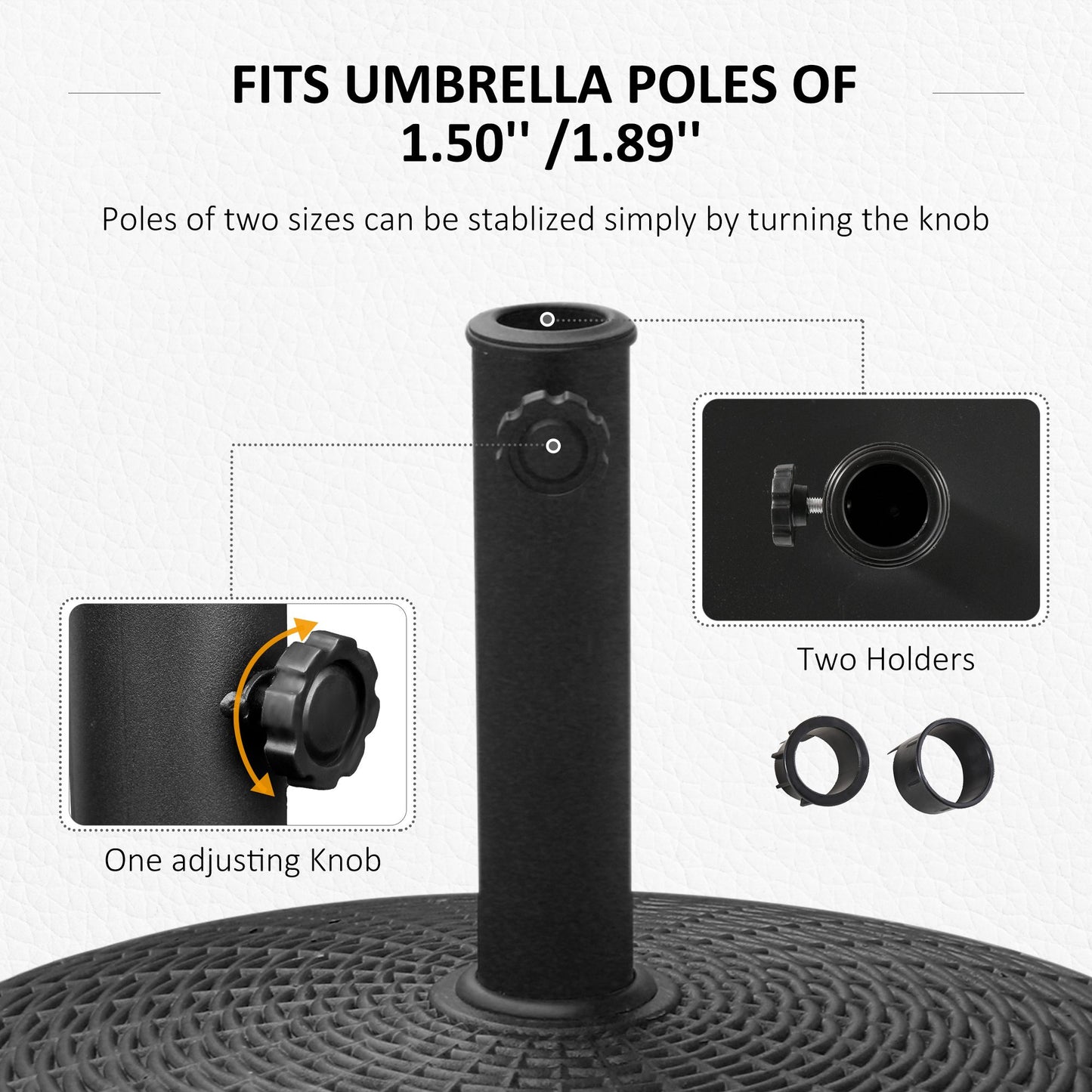 Outsunny 20.5" Round Parasol Base Resin Patio Umbrella Base Garden Parasol Holder Outdoor Offset Weight Stand with Wheels Black