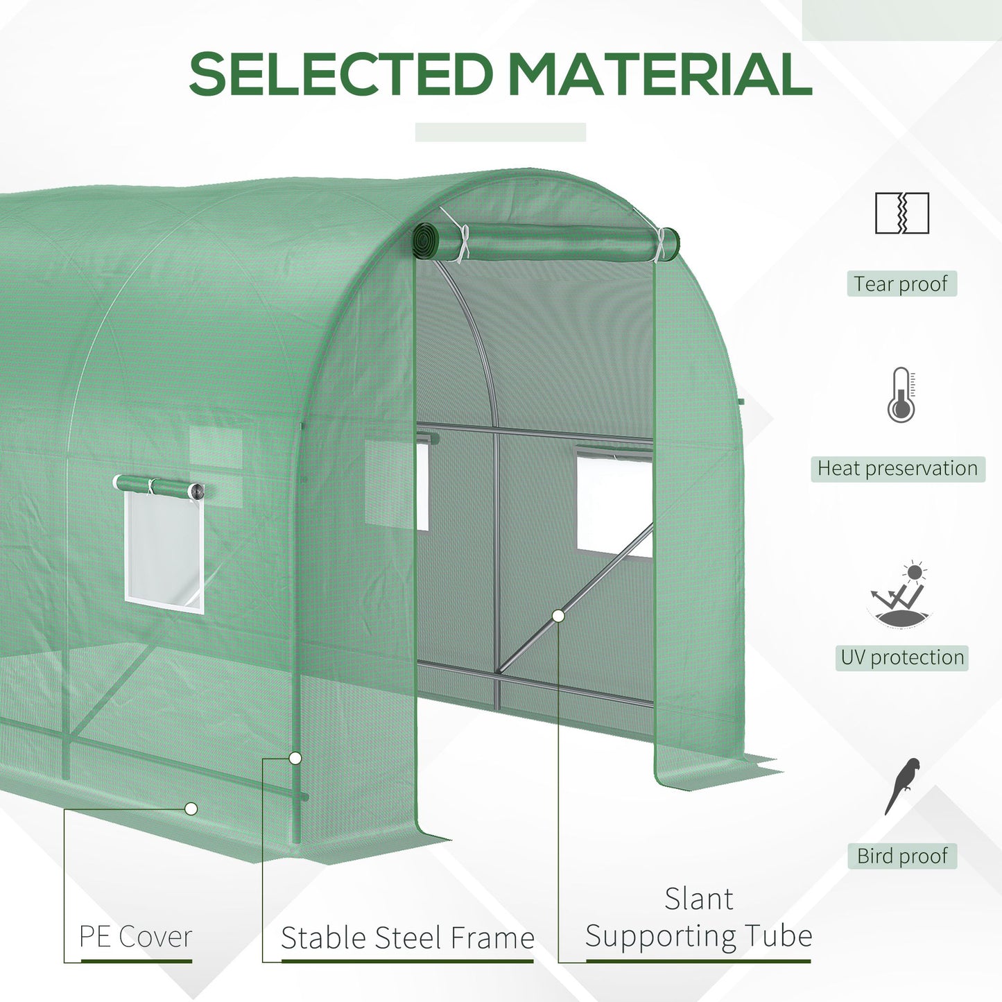 Outsunny 8'x6.6'x6.6' Heavy Duty Walk-in Greenhouse Garden Tunnel Hot House Outdoor Flower Vegetable Growth Warm House Roll Up Door, Windows, Steel