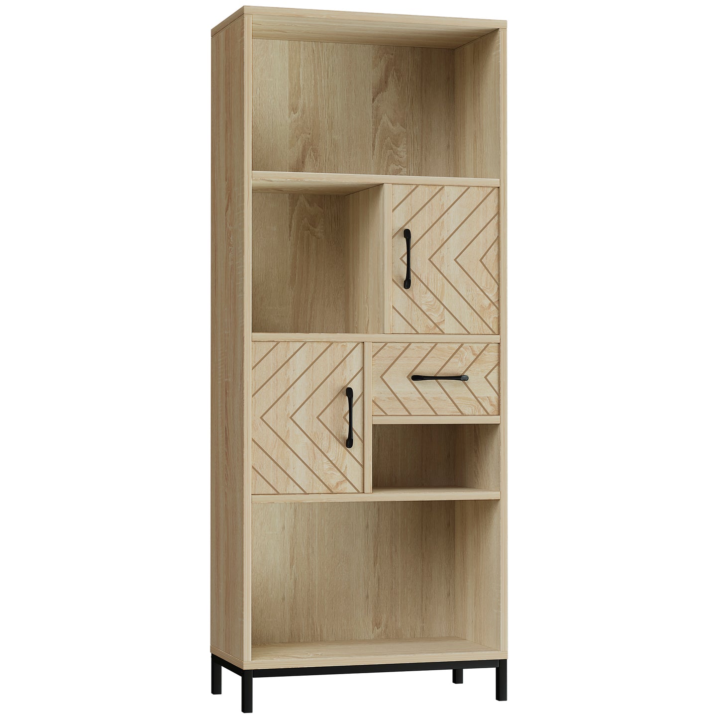 HOMCOM 5-Tier Bookcase, Storage Bookshelf, Display Shelves with Adjustable Shelves for Living Room, Home Office, Nature Wood