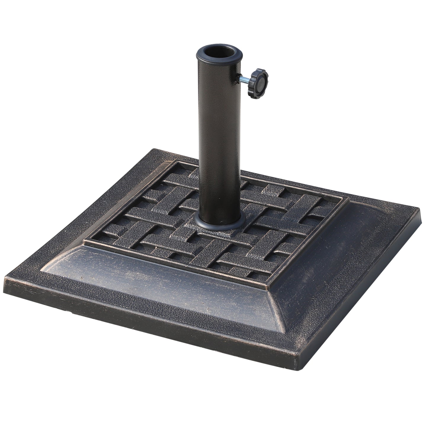 Outsunny 29 lbs Market Umbrella Base Holder 16" Heavy Duty Square Parasol Stand for Patio, Outdoor, Backyard, Black